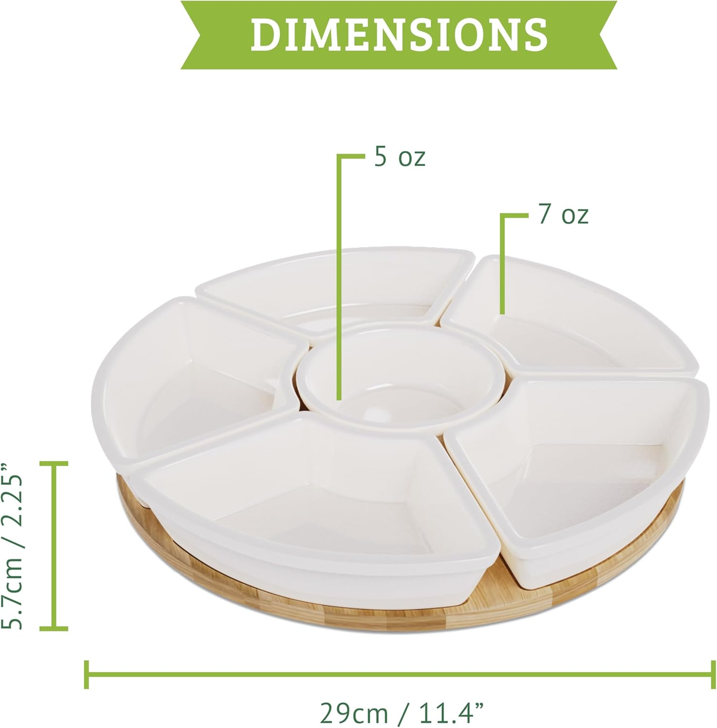 Chef Tacos Ceramic Taco Serving Platter - Divided Serving Tray for Taco Tuesday Lazy Susan Taco Bar - Chip and Dip Serving Set for Party - Appetizer Serving Tray for Salsa, Snacks &ndash; Taco Tray 26 Cm image number 5