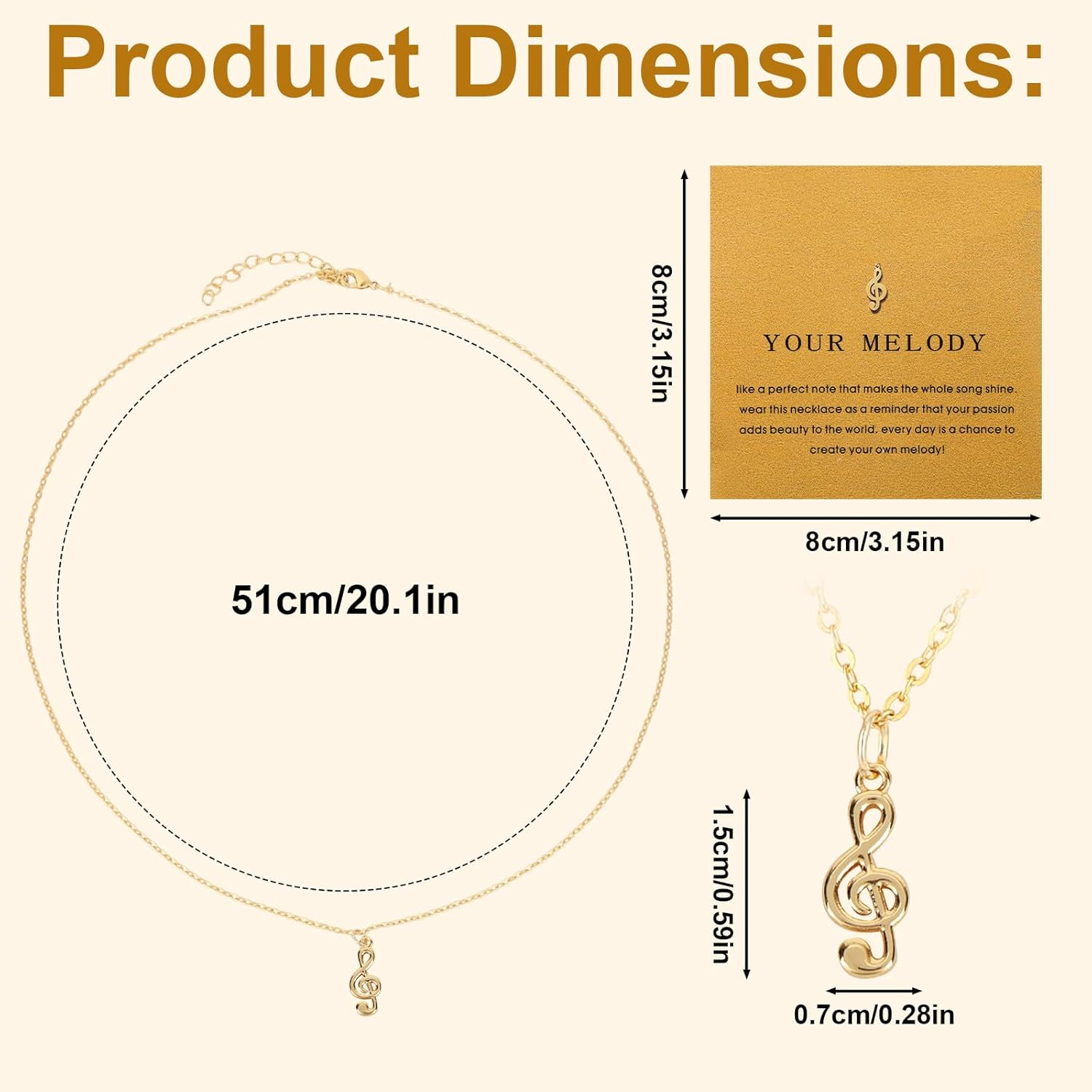 Elegant Music Note Pendant Necklace, Dainty Clavicle Chain with Meaningful Card Musical Jewelry for Women & Music Lovers image number 1