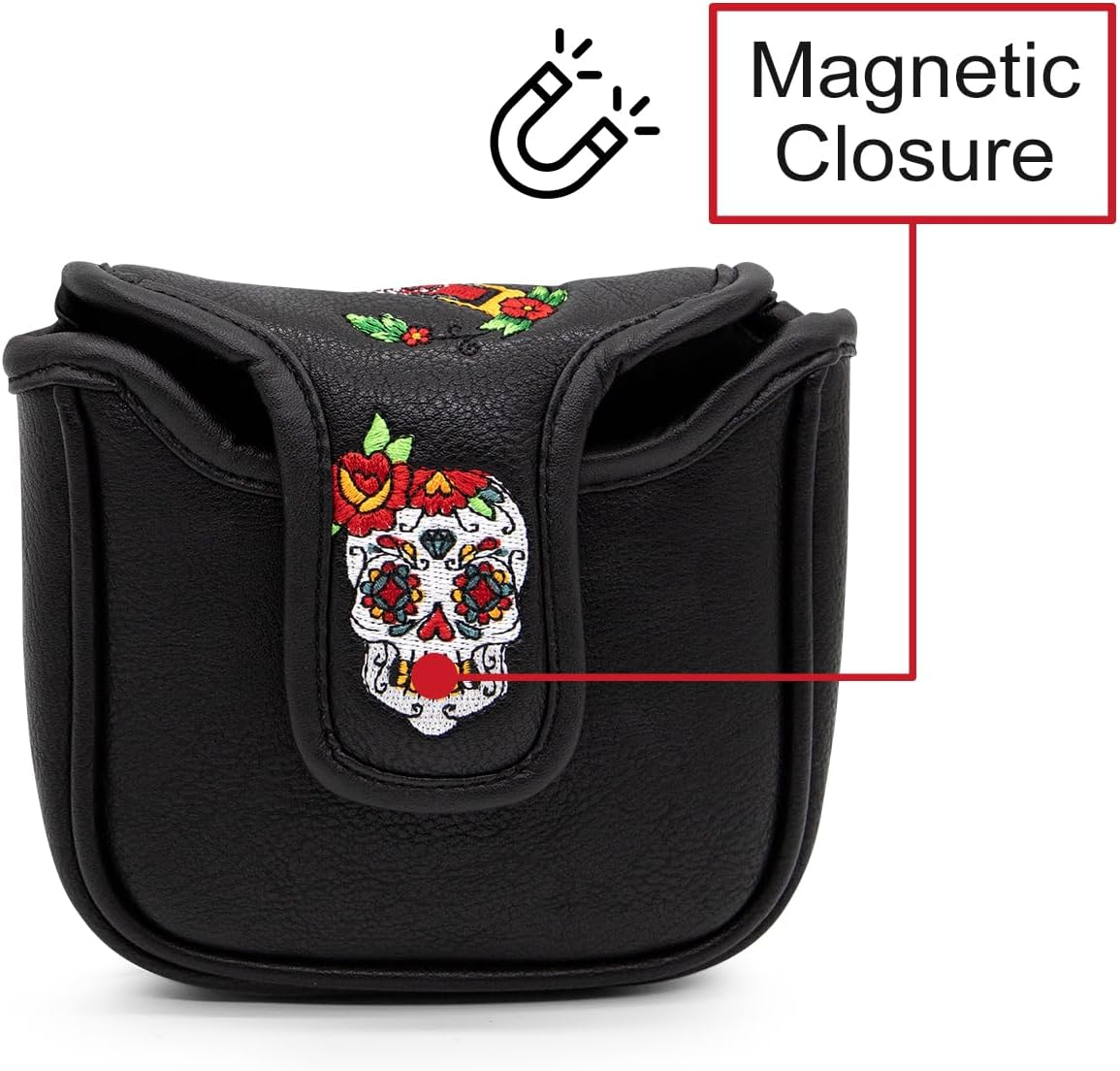 Golf Club Headcover for Drivers, Fairway Woods, Hybrids, and Mallet Blade Putter Sugar Skull Style Premium Leather Golf Headcovers Set with Interchangeable No. Tags image number 1