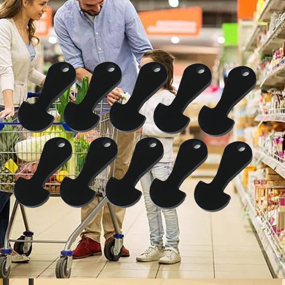 WADY 10Pcs Shopping Trolley Release Key, Trolley Remover Keyring, Shopping Trolley Tokens Key -Shopping Trolley Token Coin Trolley Unlock Release Key for Meters, Change or Grocery Shopping Cart(Black) image number 1