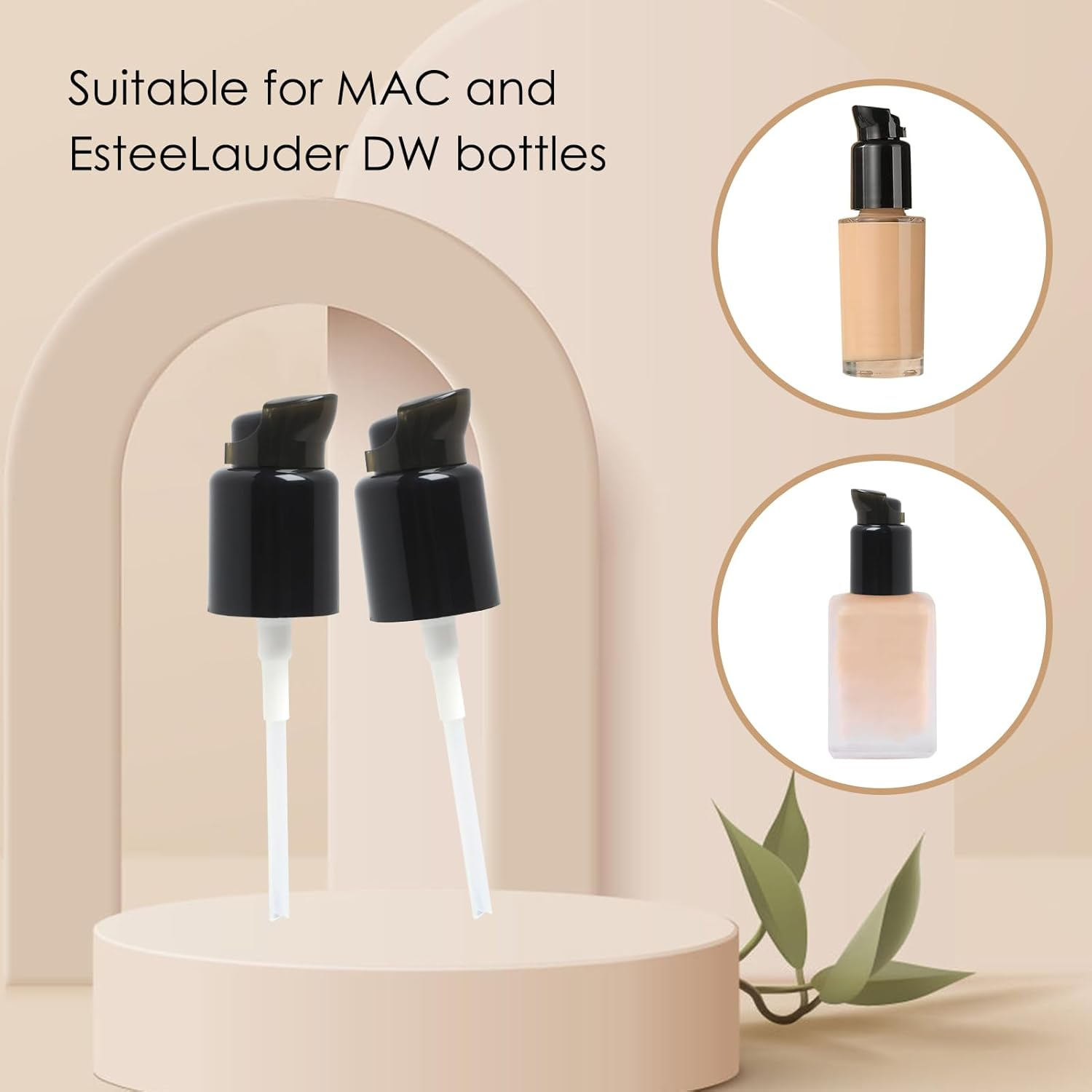 2Pcs Replacement Foundation Pump for MAC and Estee Lauder Double Wear Foundation, Black Replacement Dispenser Pump Make-Up Cosmetic Liquid, with Protective Cap and Pressure Head for Makeup Bottles image number 2