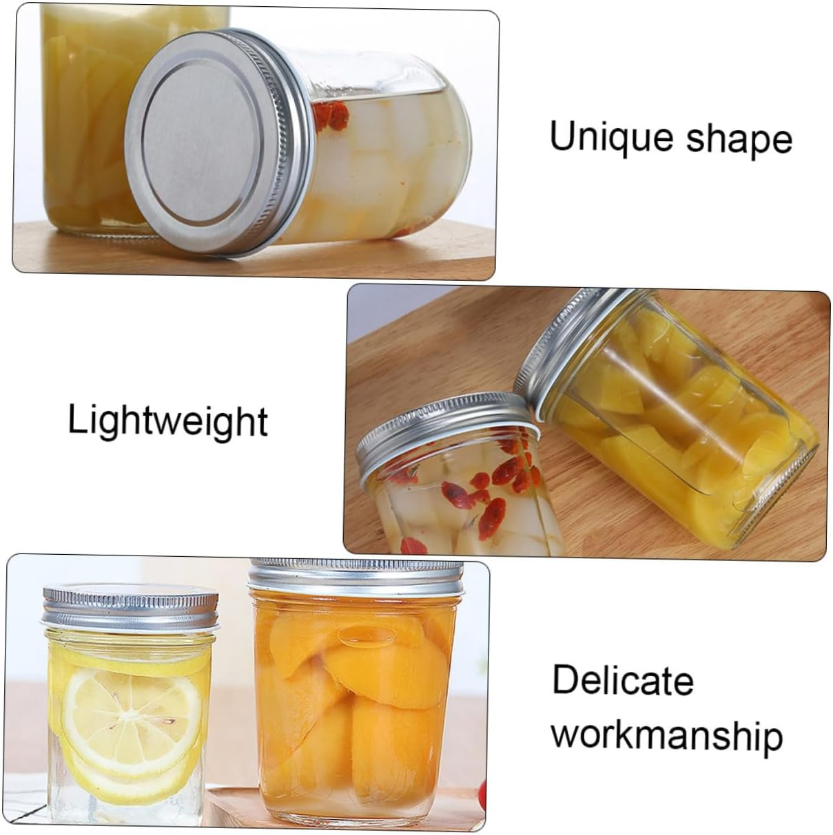 CIYODO 4Pcs Glass Sealing Jars for Home Food Storage Multi-Functional Sealing Containers Wide Mouth for Canned Foods and Sauces image number 6