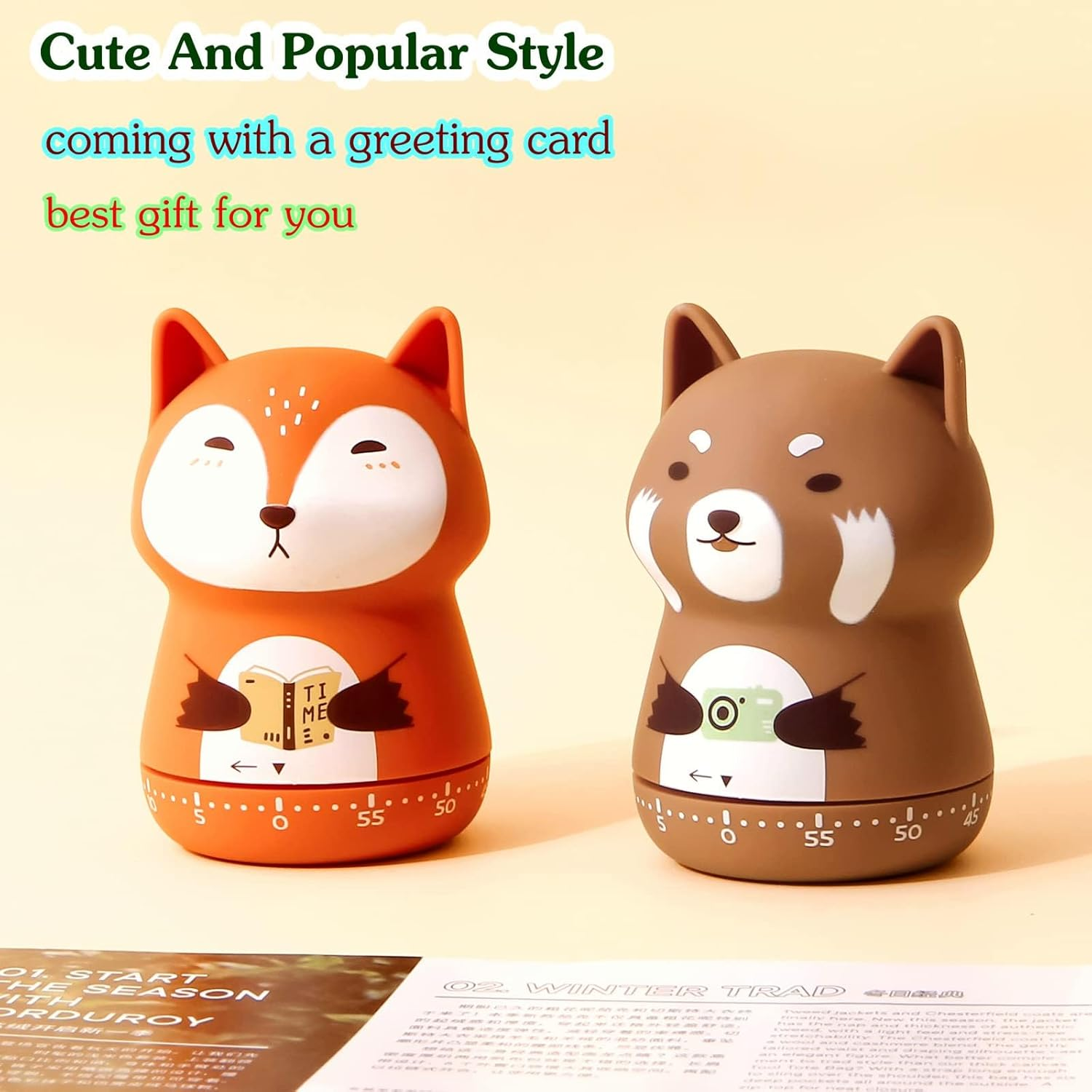 Mechanical Kitchen Timer, Cute Animal Timer for Kids, Wind up 60 Minutes Manual Countdown Timer for Classroom, Home, Study and Cooking image number 3