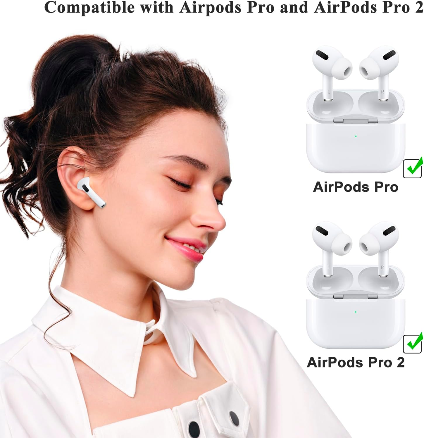 3 Pairs Replacement Ear Tips for Airpods Pro 2Nd &1St Generation with Noise Reduction Hole & Cleaner Kit, Silicone Ear Tips for Apple Airpods 2Nd/1St (White, S/M/L) image number 2