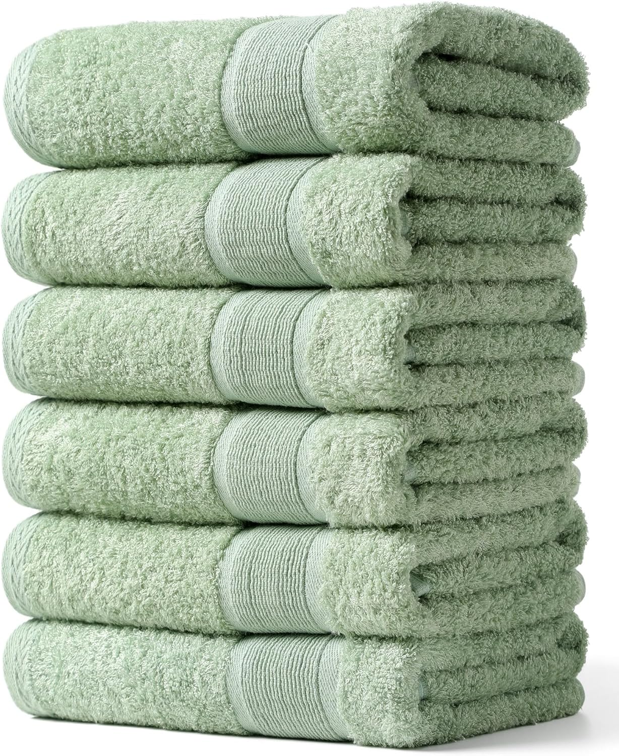 Aibaser Bath Towels, 27X54Inch - Natural, Ultra Absorbent Towels for Bathroom, Travel, Gym, Shower and Spa (6 Piece Set) (White, Bath Towels)