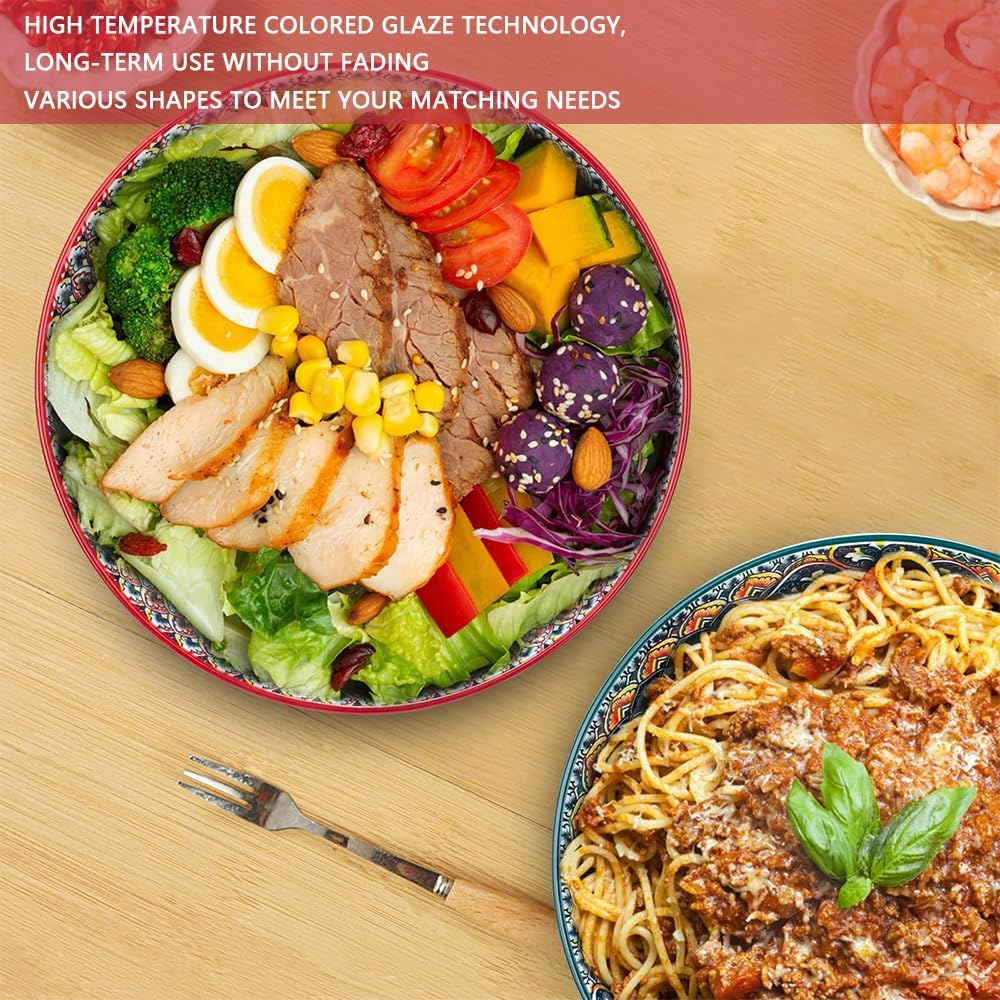 HYAVIA 10-Inch Red Porcelain Bowls &ndash; Microwave & Dishwasher Safe Cereal, Soup, and Salad Bowls for Ramen, Pasta, Dessert, Giftable Kitchen Dishware image number 4