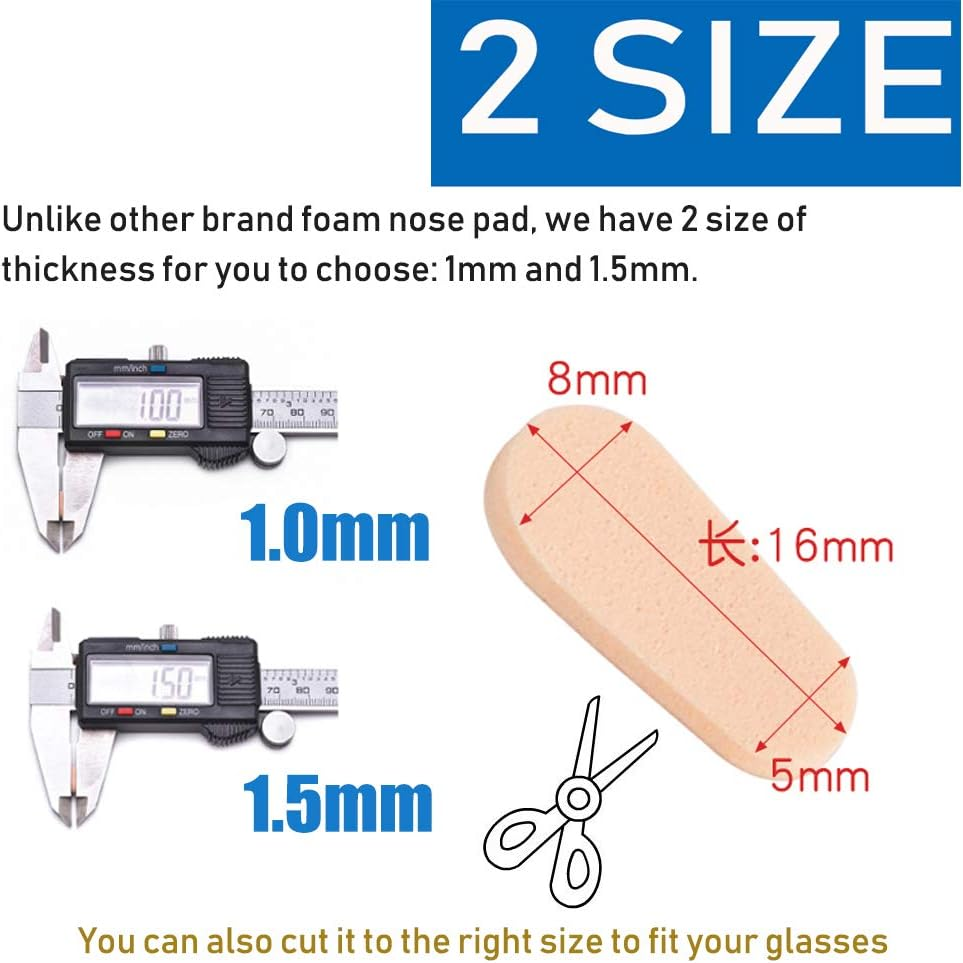 Soft Foam Nose Pads Self Adhesive Non-Slip Eyeglass Nose Pads, Thin Nosepads for Eyeglasses Sunglasses Glasses,12Pairs,1.5Mm Black image number 3