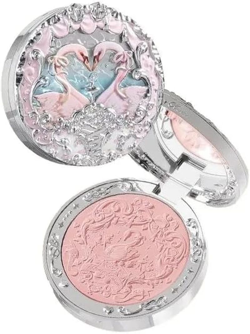 Flowers Knows Swan Ballet Series Velvet Mist Blush Expanded Matte Setting Blush Powder Exquisite Relief Women Face Makeup (C01, K)