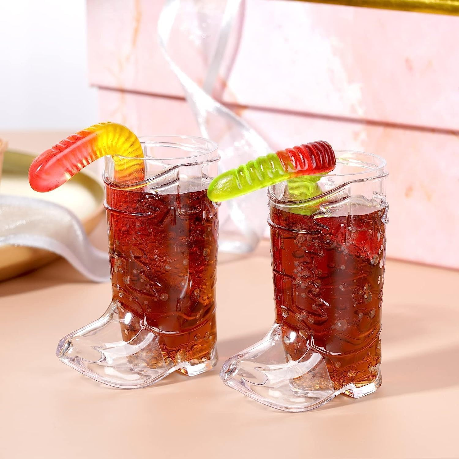 Mini Cute Cowboy Boot Shot Glasses, 10Pcs Plastic 1Oz Mini Western Hats Reusable Boot Cups for Cowgirl Cute Craft Bachelorette Party Supplies Decorations image number 2
