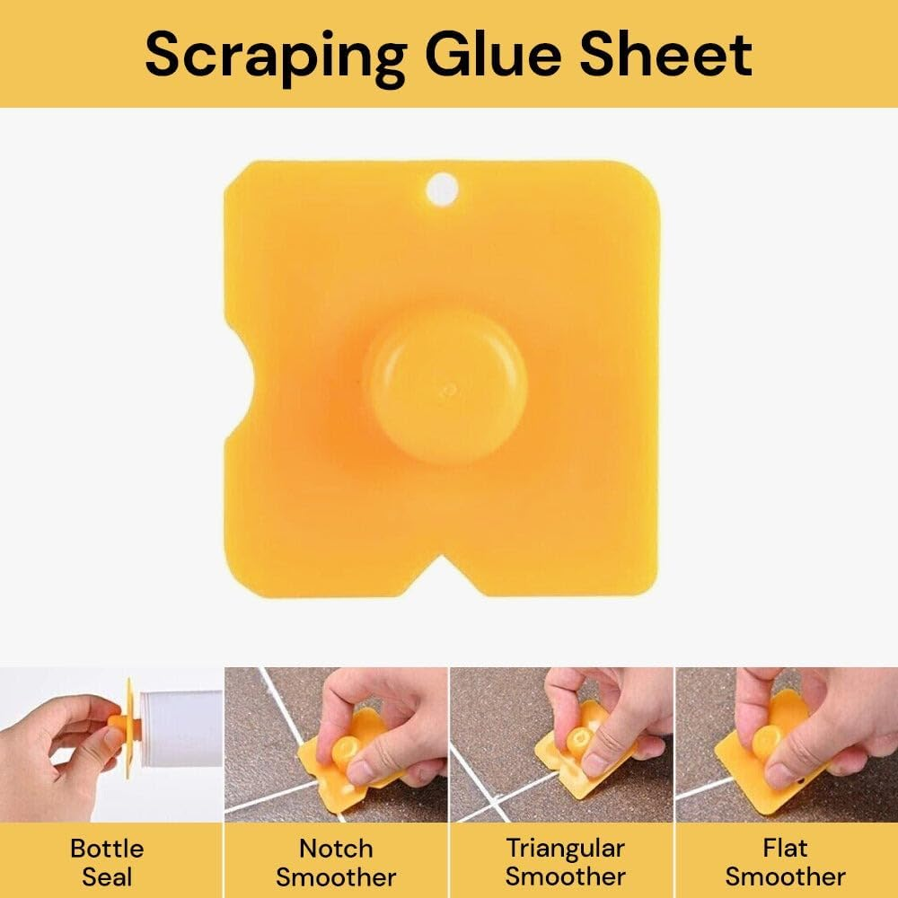 EZONEDEAL 5Pcs Caulking Tools Kit Applicator Piston Trowel Nozzle Plus, Silicone Rubber Sealant Wiper Finish Grout Plastic Scrapers Set for Kitchen, Bathroom, Window Tile or Brick Sink Joints image number 1