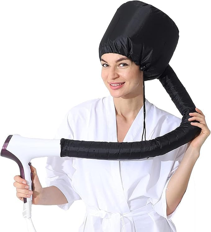 Adjustable Net Plopping Cap with Drawstring and Diffuser for Efficient Curly Hair Drying (Black) image number 4