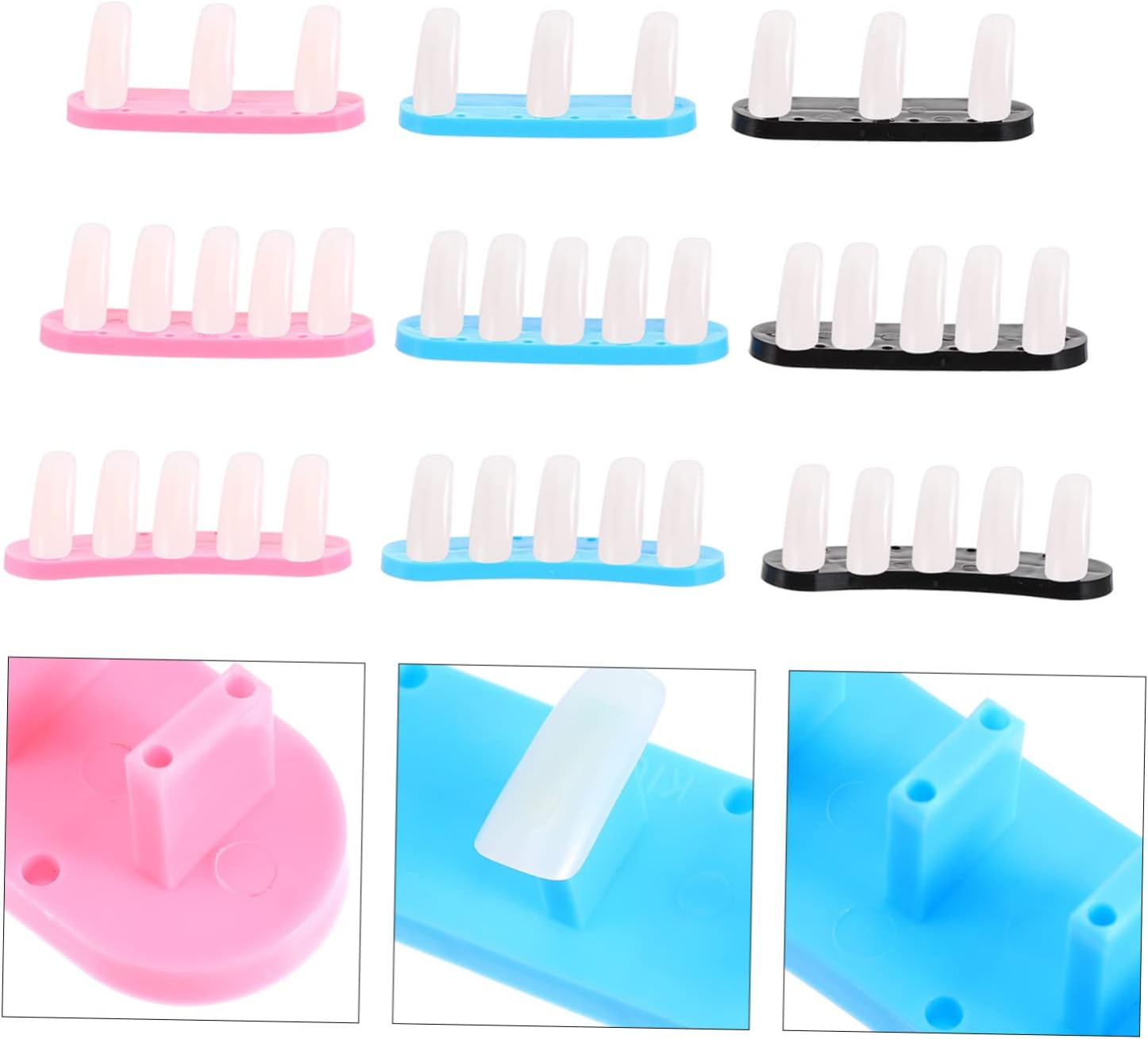 WOONEKY 9Pcs Nail Art Practice Holder Nail Tip Holder Display Rack Manicure Stand