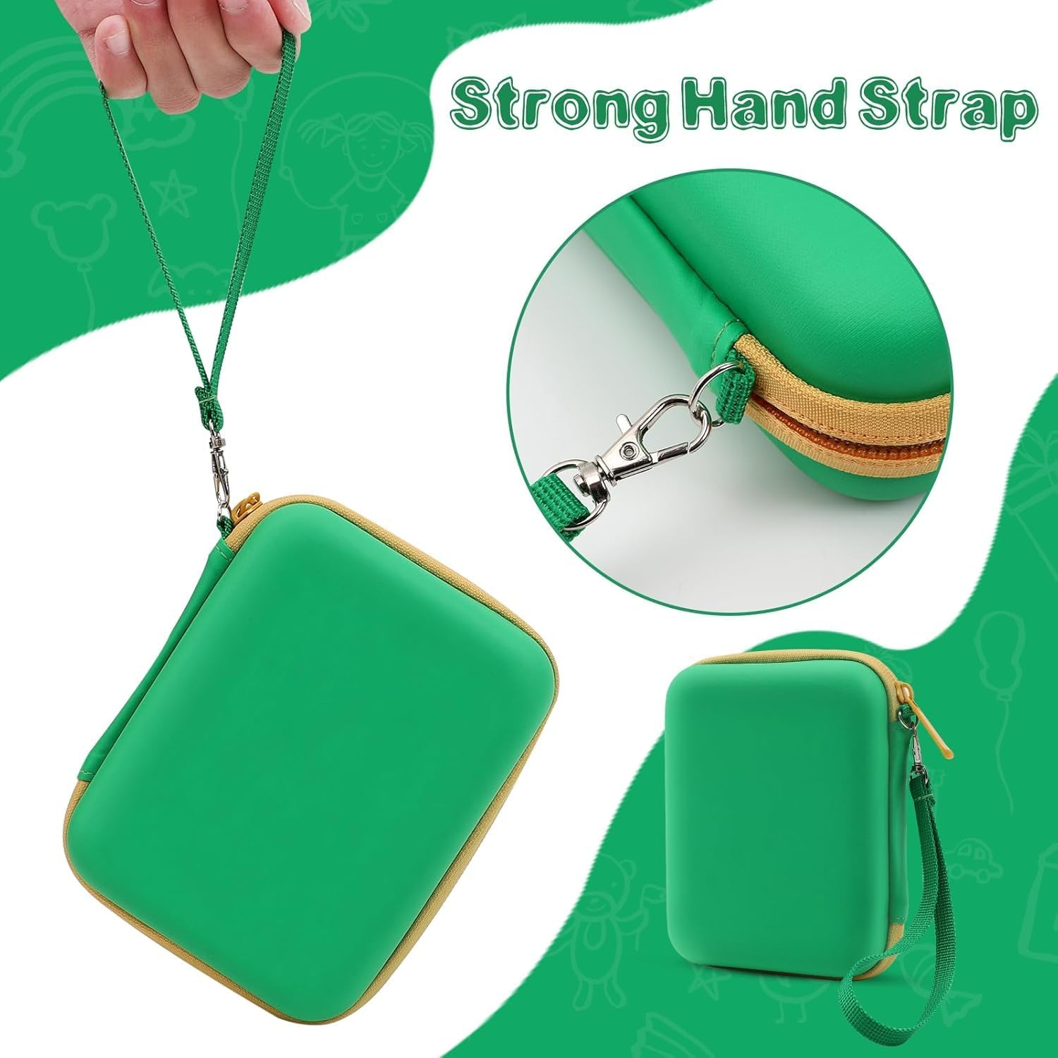 ZIENVE Storgae Card Carrying Case Compatible with UNO Card Case, Playing Card Case, Game Card Holder, Travel Hard Case Capacity Max for 300 Cards, Green