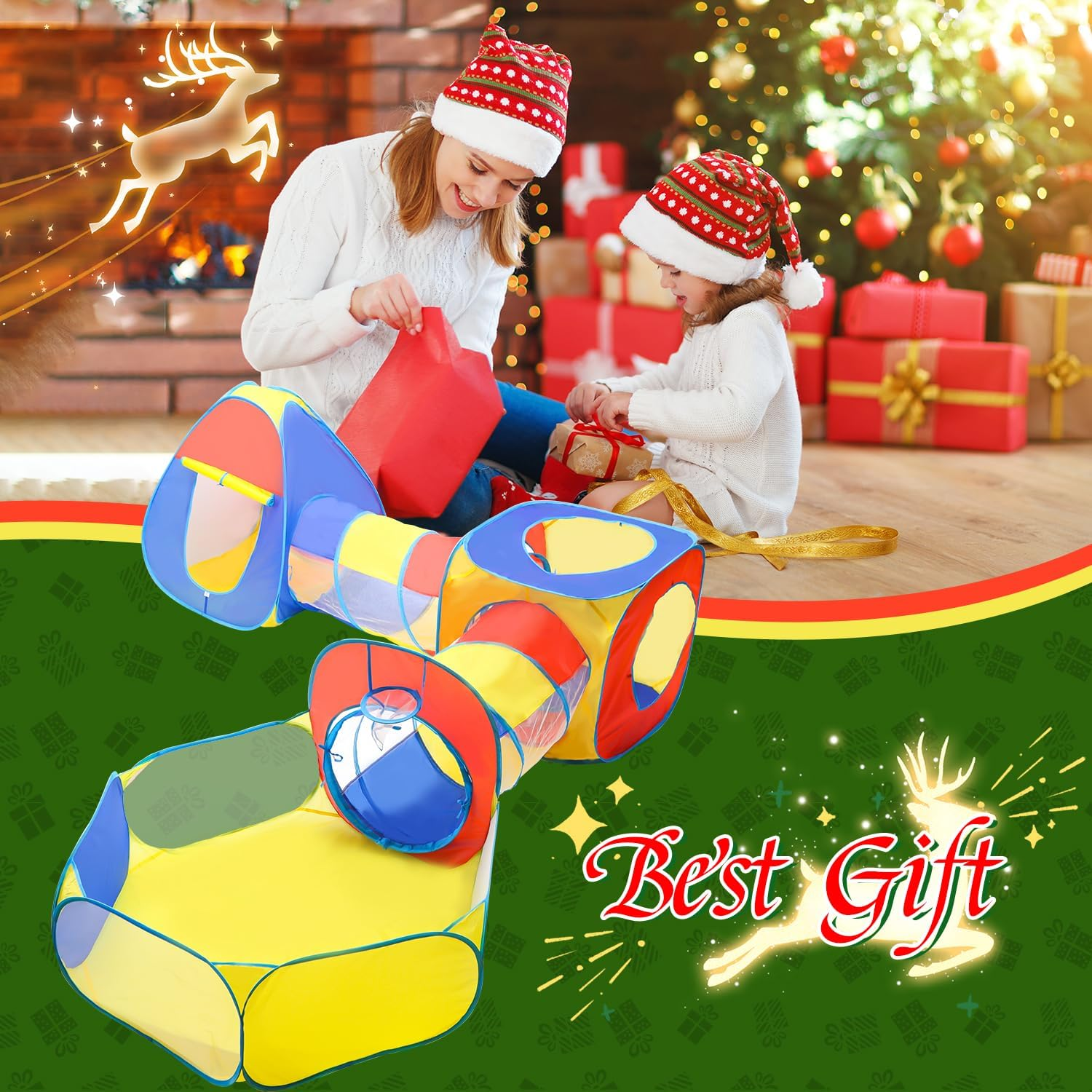 Eaglestone 5-In-1 Kids Play Tent with Tunnel and Ball Pit, Pop-Up Playhouse Set for Toddlers and Kids, Foldable Ball Pit Tent for Indoor and Outdoor Toys for Boys and Girls image number 2