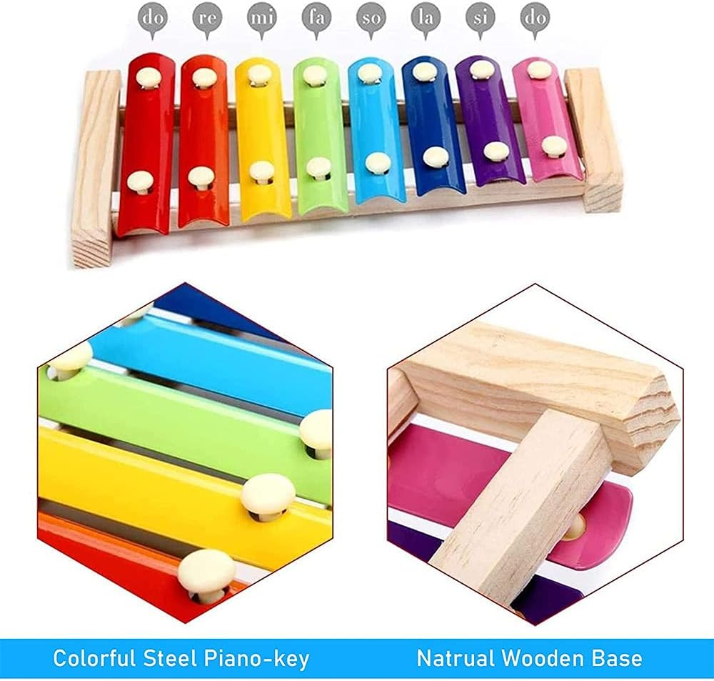 Chicken Toy Chicken Xylophone Toy Wooden Suspensible Hen Musical Toy with 8 Keys Pecking Toy Hanging Feeder Toy for Chicken Bird Parrot Macaw Hens () image number 5