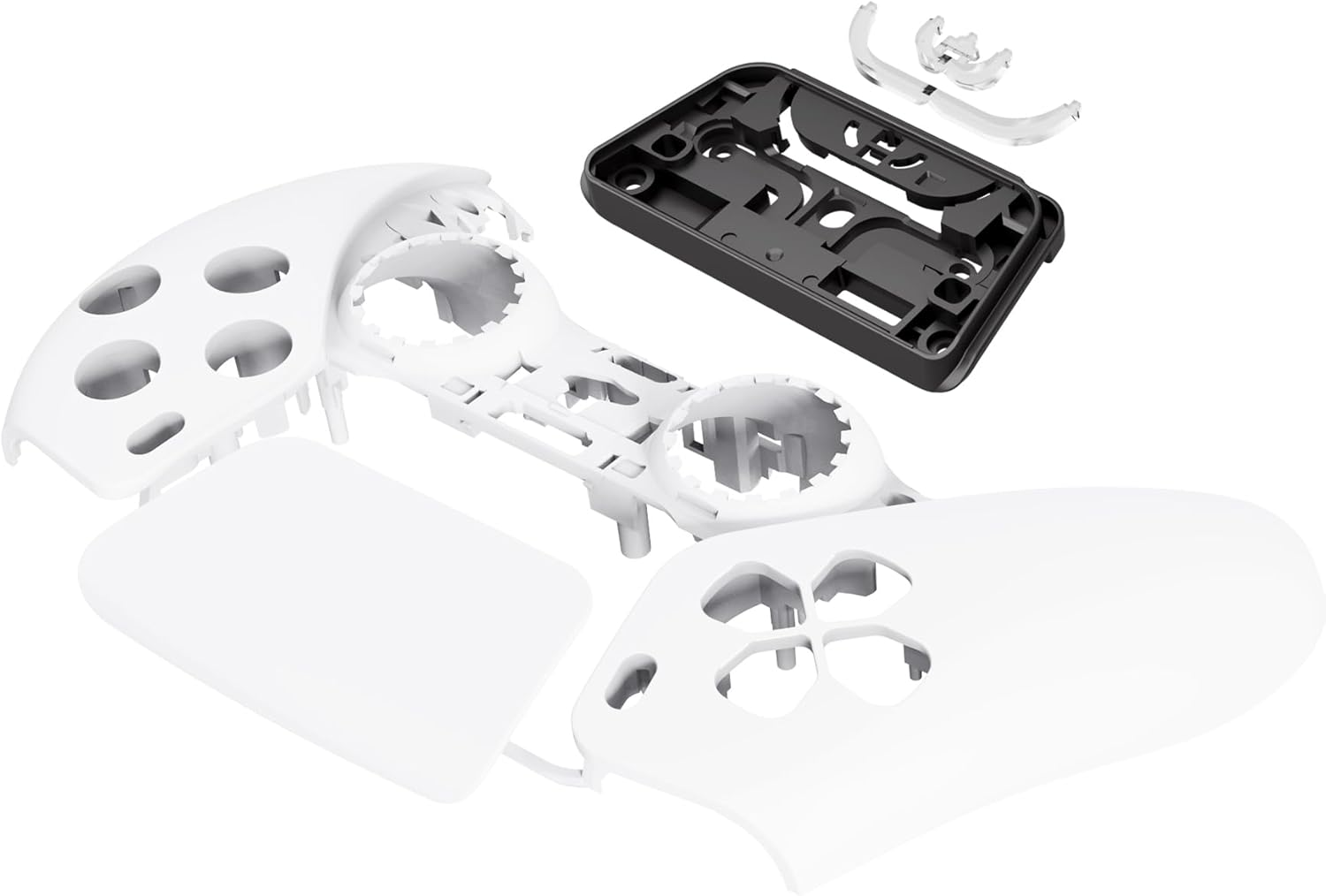 Extremerate Chrome Silver Glossy Touchpad Front Shell Compatible with P S 5 Controller BDM-010 020 030 040 050, DIY Replacement Shell Custom Touch Pad Cover Compatible with P S 5 Controller