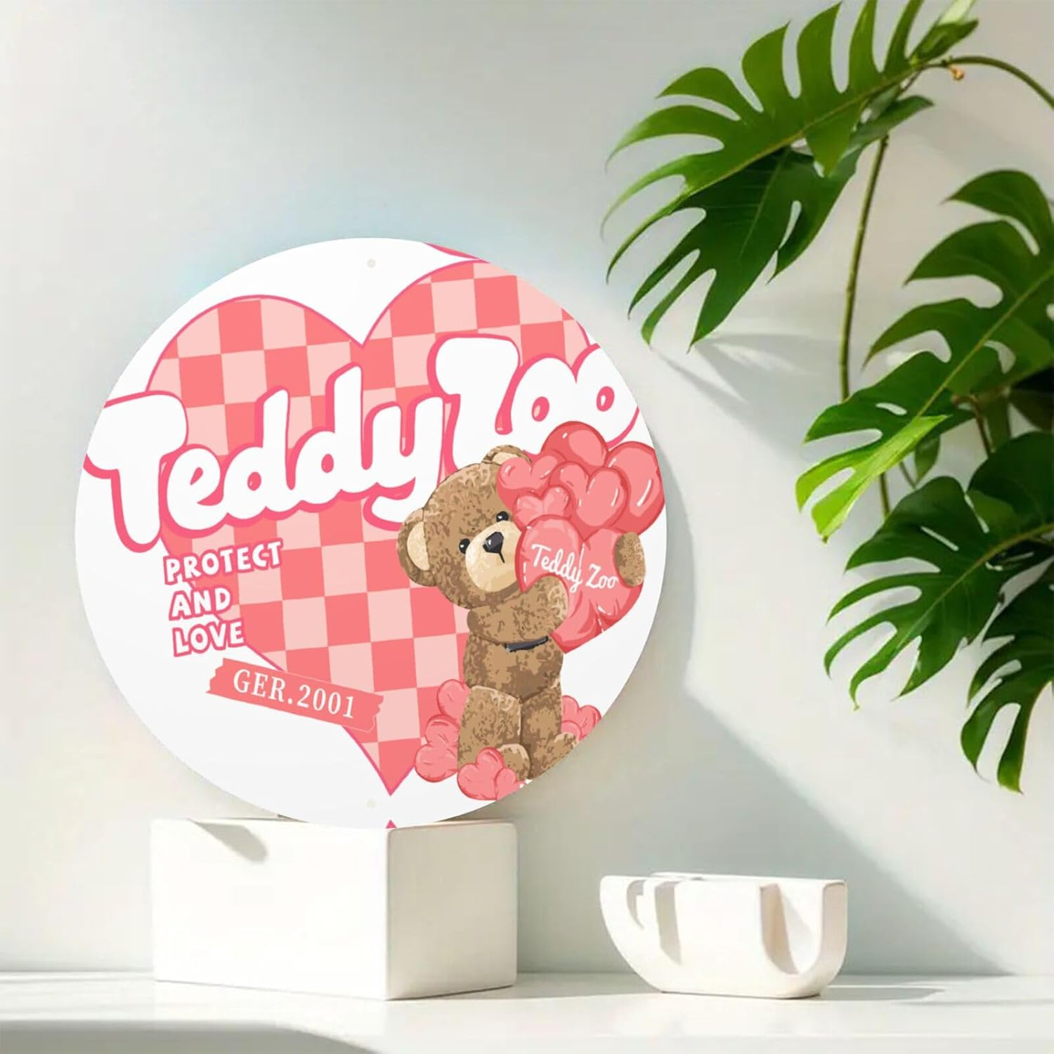 Round Love Decorative Painting Tin Sign Home Outdoor Bar Art Deco Aluminum Painting Metal Poster Fade Resistant Durable 20CM Diameter