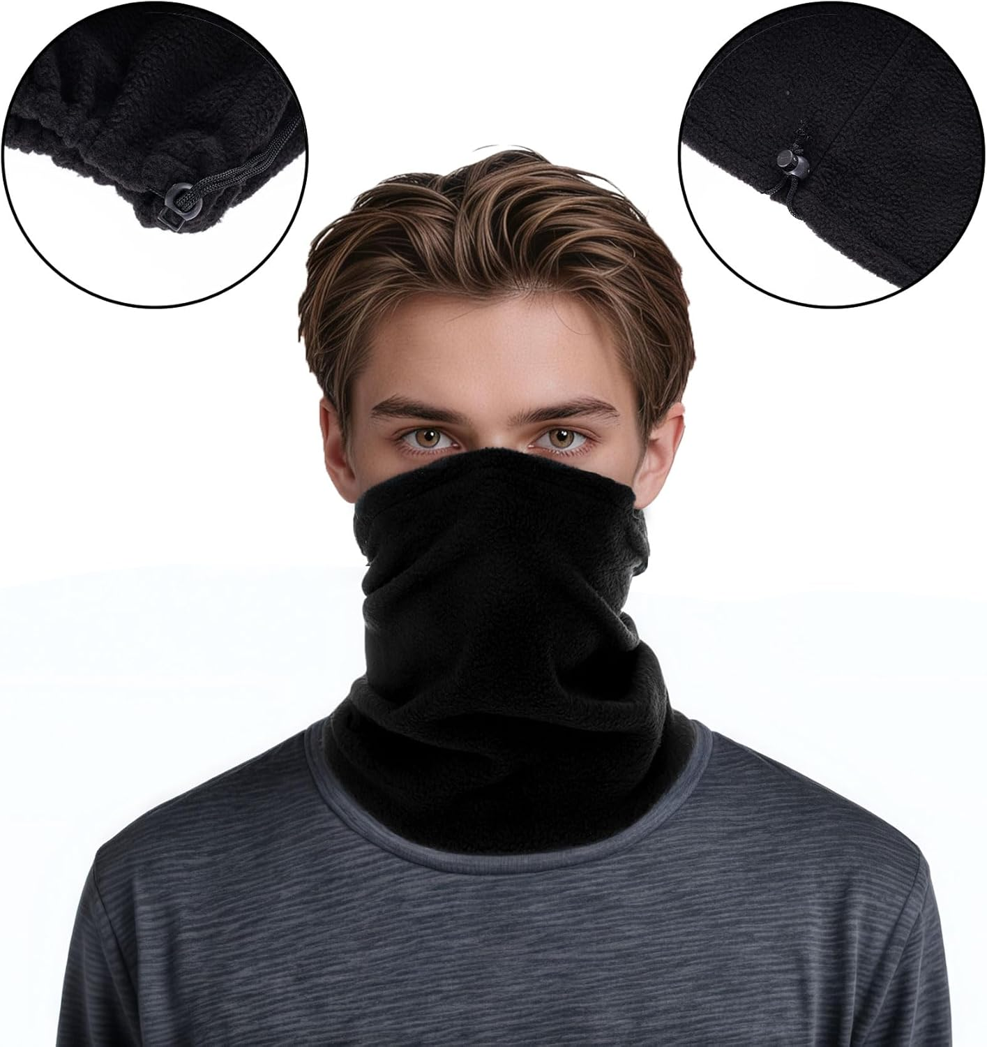 4Pcs Winter Neck Warmer Ski Face Mask Neck Gaiter Fleece Windproof Face Mask Cover for Men Women Warm Scarf image number 2