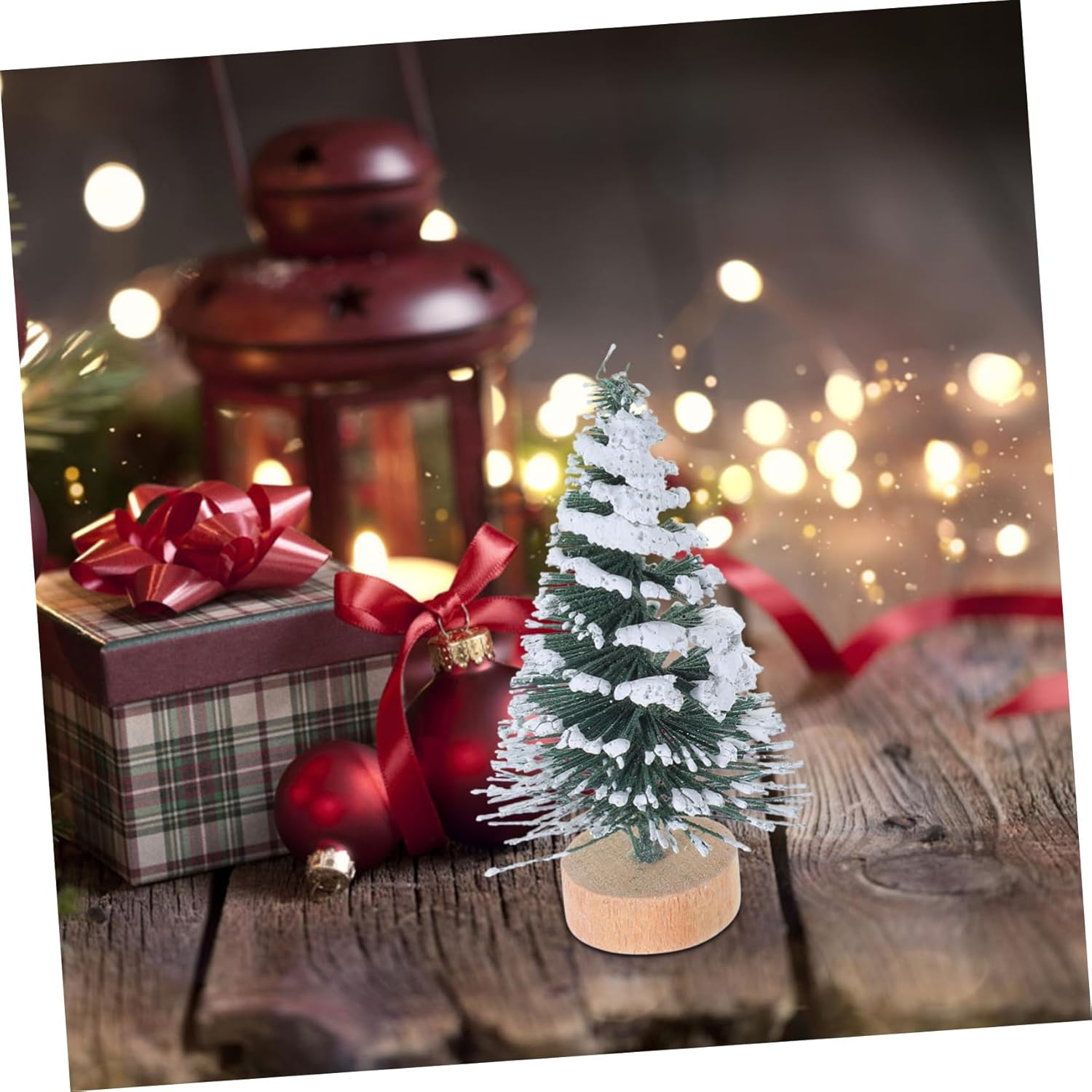 10Pcs Mini Christmas Tree Ornaments Pine Snow Covered Desktop Christmas Ornaments for Home Party Decoration for Xmas Party image number 4