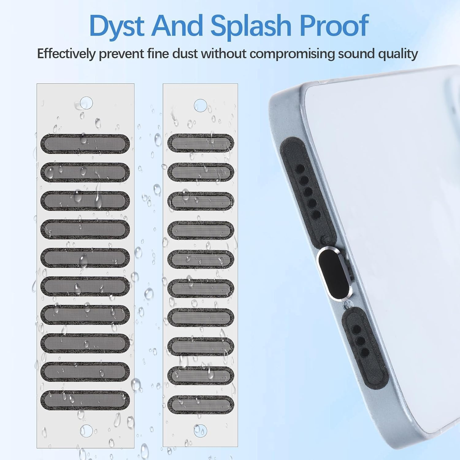 Yuannee Mobile Phone Dust Protection Kit, 8 Pieces Mobile Phone Dust Plug Dustproof Mesh Sticker Silicone Cover Speaker Grid Waterproof Dustproof Plug USB C Dust Protection for Mobile Phones image number 4