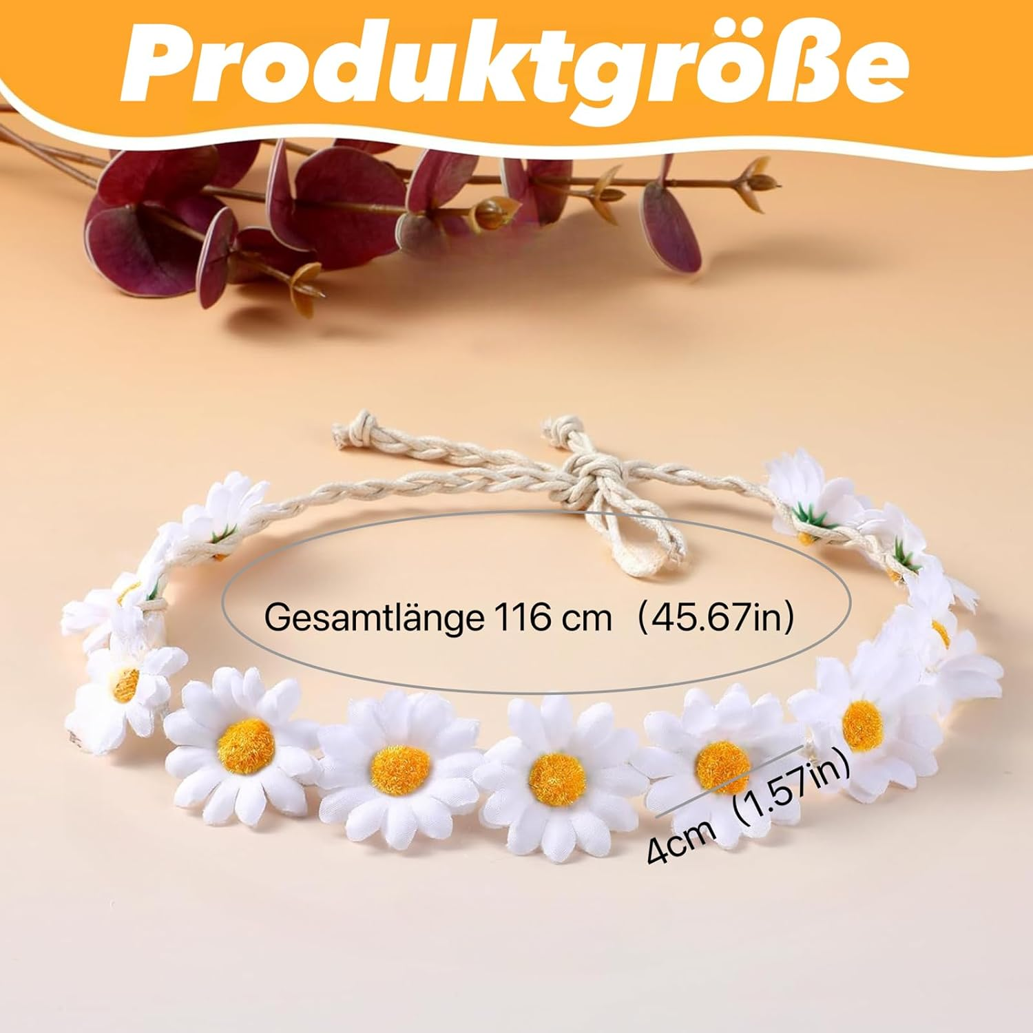 Ypkia Pack of 2 Sunflower Headbands + 2 Pieces Daisy Headbands Women'S Adjustable Bohemian Flowers Headdress for Carnival Party Costume Accessories image number 1