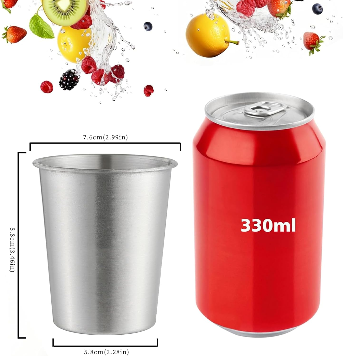 Weidllys Stainless Steel Cups for Kids and Toddlers 8 Oz - Stainless Steel Sippy Cups for Home & Outdoor Activities, BPA Free Healthy Unbreakable Premium Metal Drinking Glasses (6-Pack) image number 2