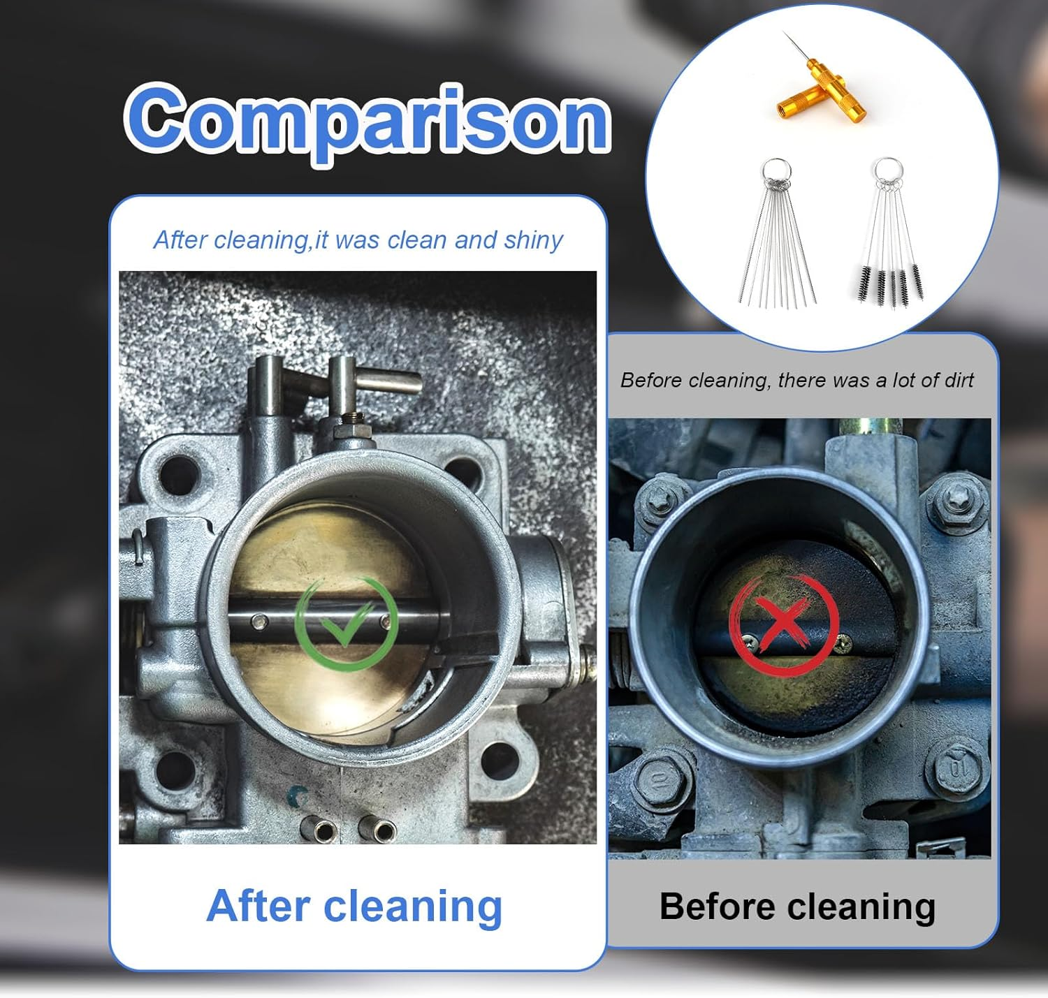 Carburetor Cleaning Kit, 5 Thicknesses Single-Head Brushes 10 Cleaning Needles with Scraper for Motorcycle ATV Welder Chainsaw Carburetor Jets Small Engine Maintenance image number 6