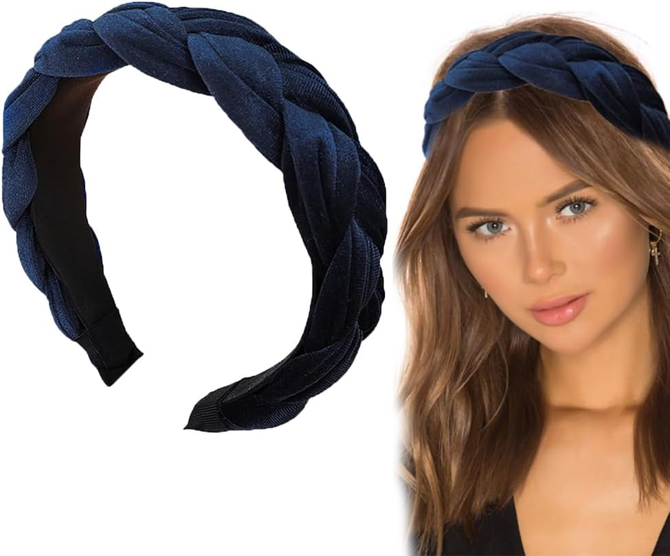 Navy Blue Velvet Headband Braided Headband, Velvet Braided Headbands, Velvet Headbands, Traditional Hair Accessories, for Women and Girls, Ideal for Refined Daily Looks image number 5
