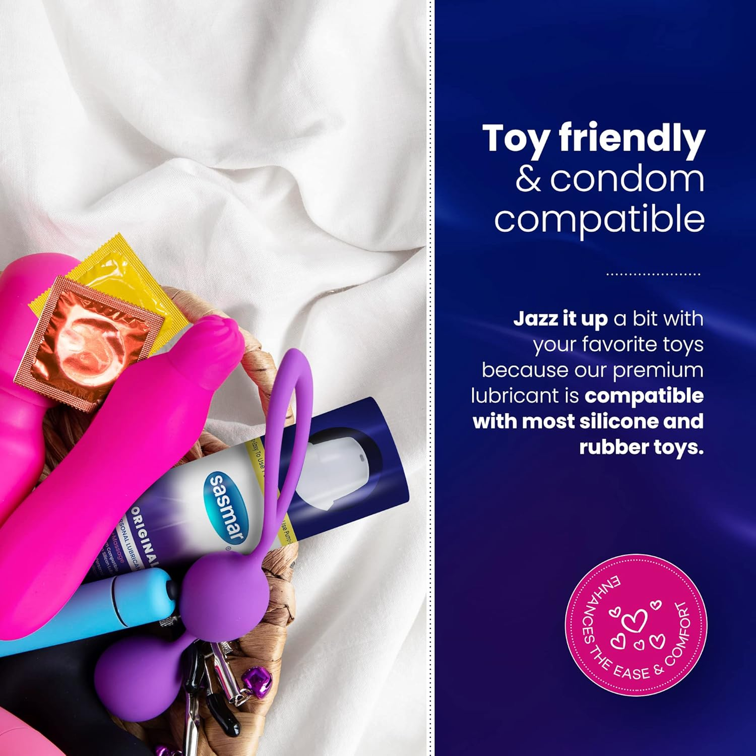 SASMAR Original Silicone Massage Gel and Personal Lubricant for Men, Women Long Lasting, Paraben Free, No Residue, Safe with Condoms & Toys 2.3 Ounce image number 4