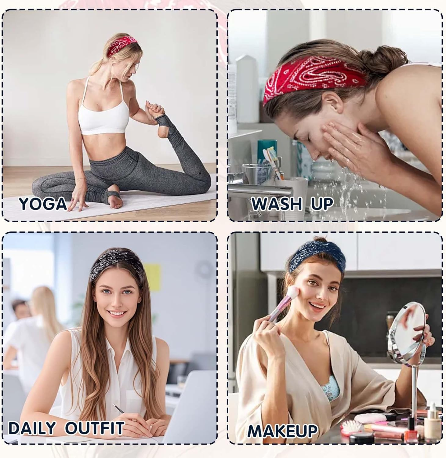 Xanthelle Women'S Headband, 3 Pack Boho Bandana Headband, Summer Headscarf Women'S Hairbands, Non-Slip, Elastic & Soft for Sports, Yoga, Workout & Daily Use image number 4