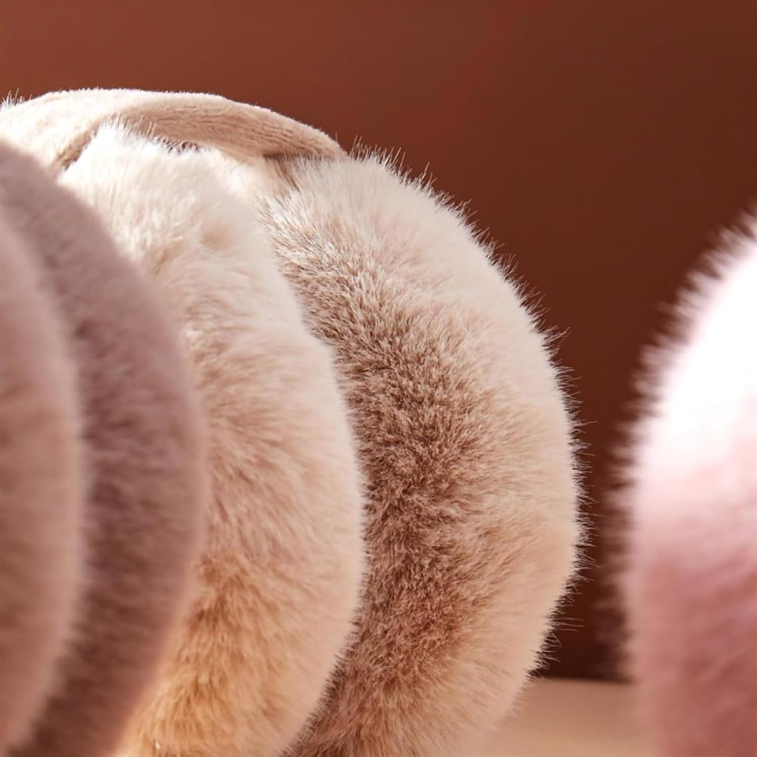 LCXSHYE Winter Ear Muffs Faux Fur Warm Earmuffs Cute Foldable Outdoor Ear Warmers for Women Girls - Beige image number 6