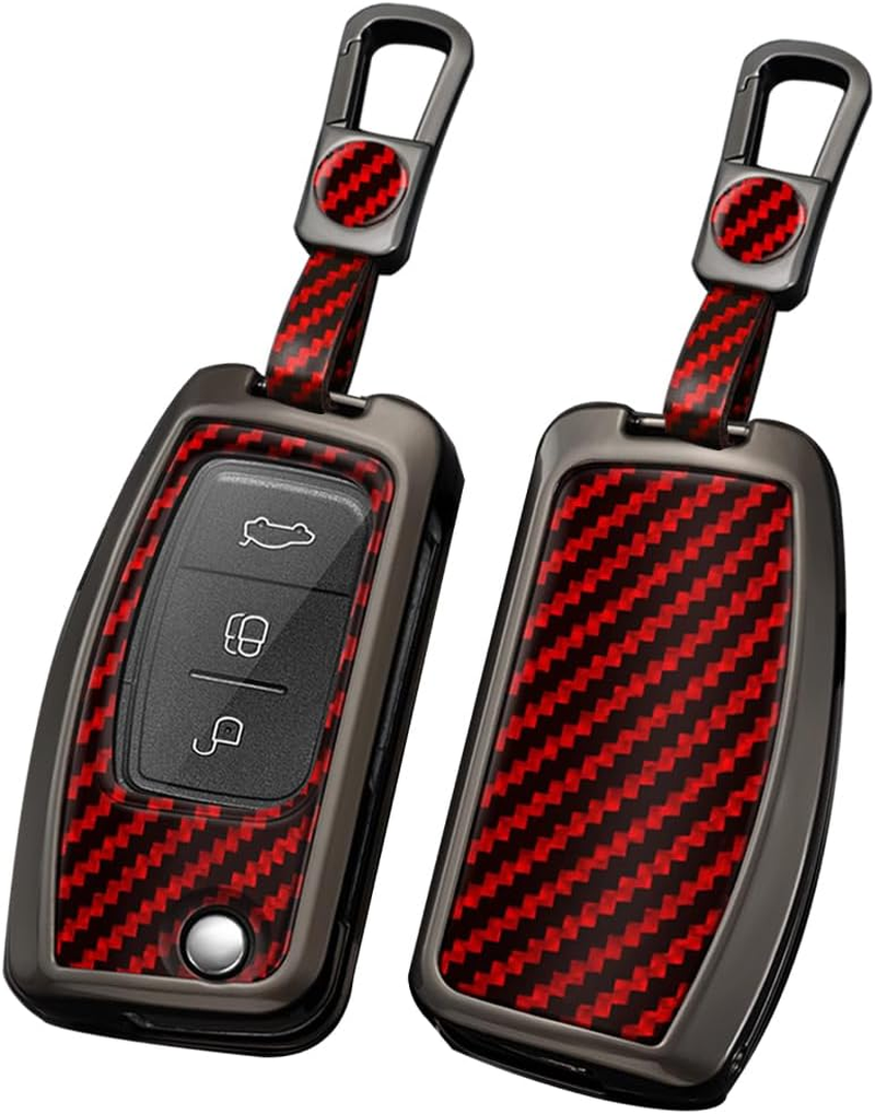 Ontto Alloy Car Key Fob Cover Fit for Ford Focus 2 MK2 Fiesta Mondeo Galaxy Falcon Territory Ecosport Kuga Escape B-Max C-Max Flip Key Case Keyring Smart Key Shell Holder Keychain Accessories Black B