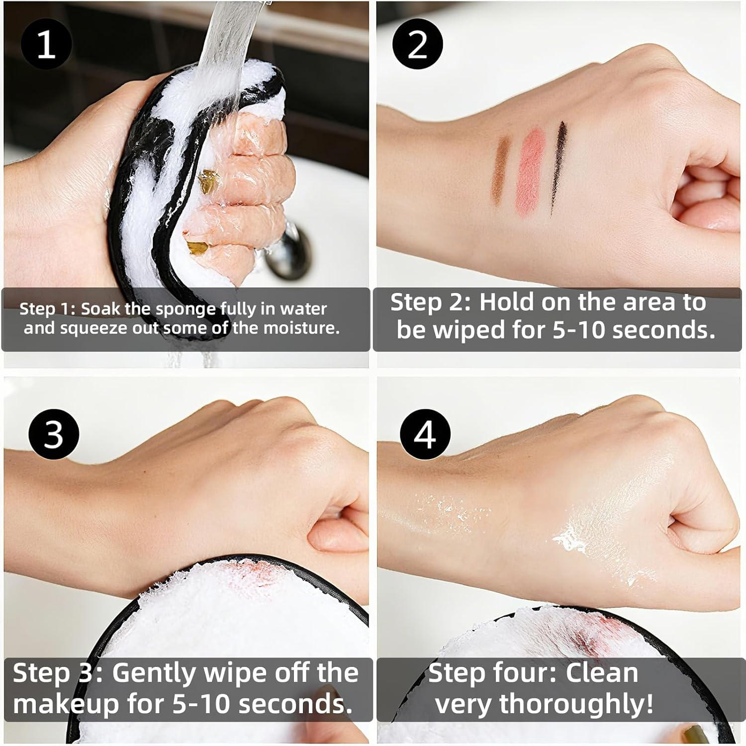 Suytvenxau 100% Reusable Makeup Eraser | 4 Pack Large Eco-Friendly Microfiber Makeup Remover Pads, Chemical-Free Reusable Makeup Pads for Face, Eyes, and Lips image number 1