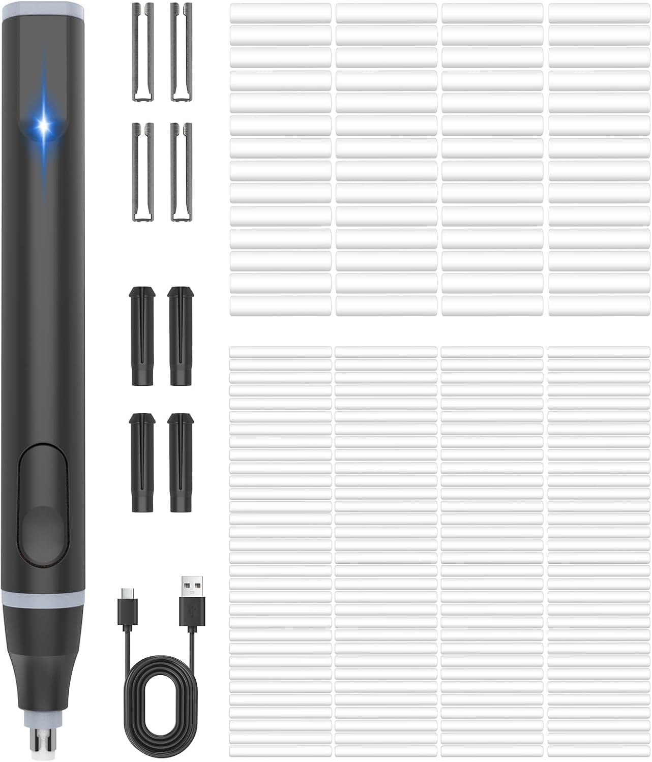 Electric Eraser with 220 Refills (80X5Mm+140X2.3Mm) Battery-Powered Automatic Pencil Eraser Dual-Size Eraser Tips (2.3Mm & 5Mm) for Artists Students Sketching Engineers Includes Cleaning Brush (Black)