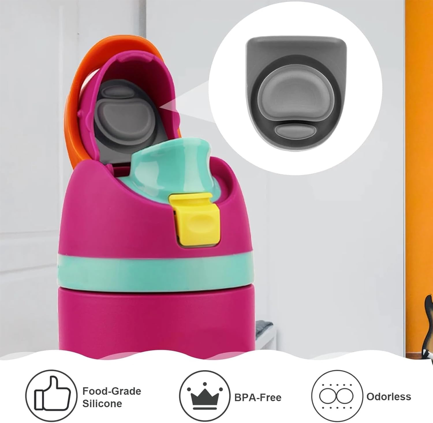 Stopper for Owala Freesip, 4 Pcs Accessories for Owala Lid, Gasket for Owala Replacement Lid, Seal Bottle Cap Mouth Stopper Part Silicone Plug, Gasket for Owala 16/19/24/25/32/40 Oz (Grey) image number 1