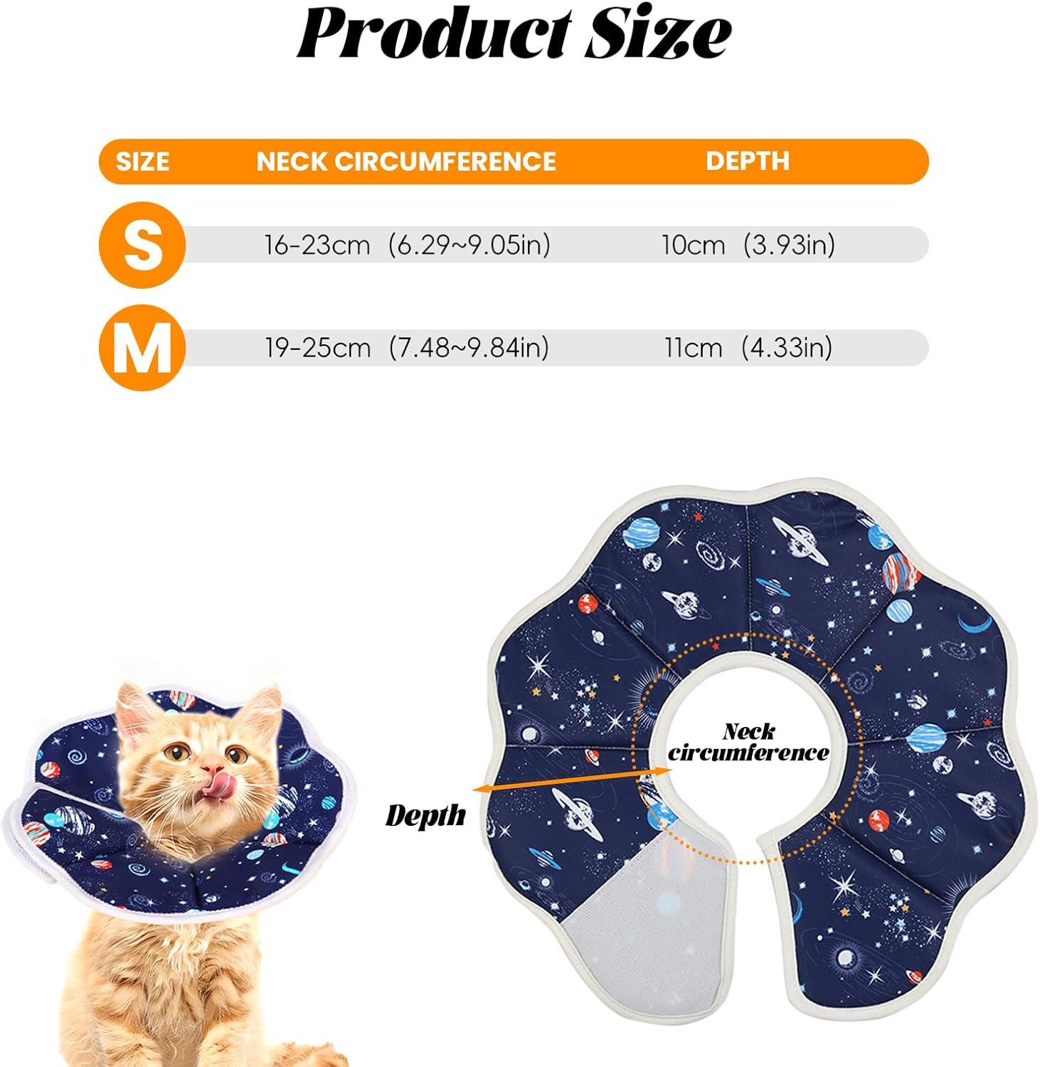 Hzqzaoan Soft Cat Recovery Collar, Protective Adjustable Pet Cone Collar - Cat Cone for after Surgery Soft Adjustable Lightweight for Kitten Prevent from Licking Wounds, Not Block Vision (Blue, S) image number 4