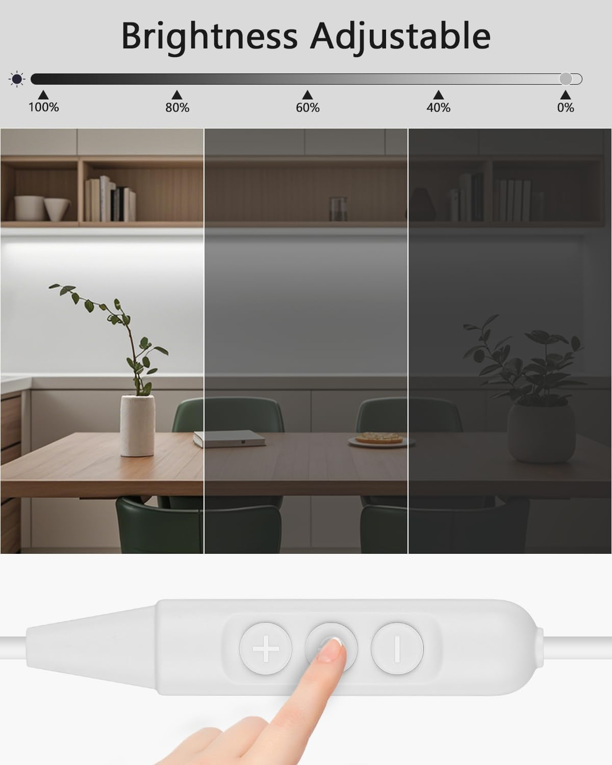 Aclorol LED Strip Light 2M Cool White USB Dimmable LED Strip Light for Bedroom with 1.5M Long Cable Cuttable for under Cabinets Cupboard Computer Desk Ambient Lighting 5Mm Width 6000K image number 1