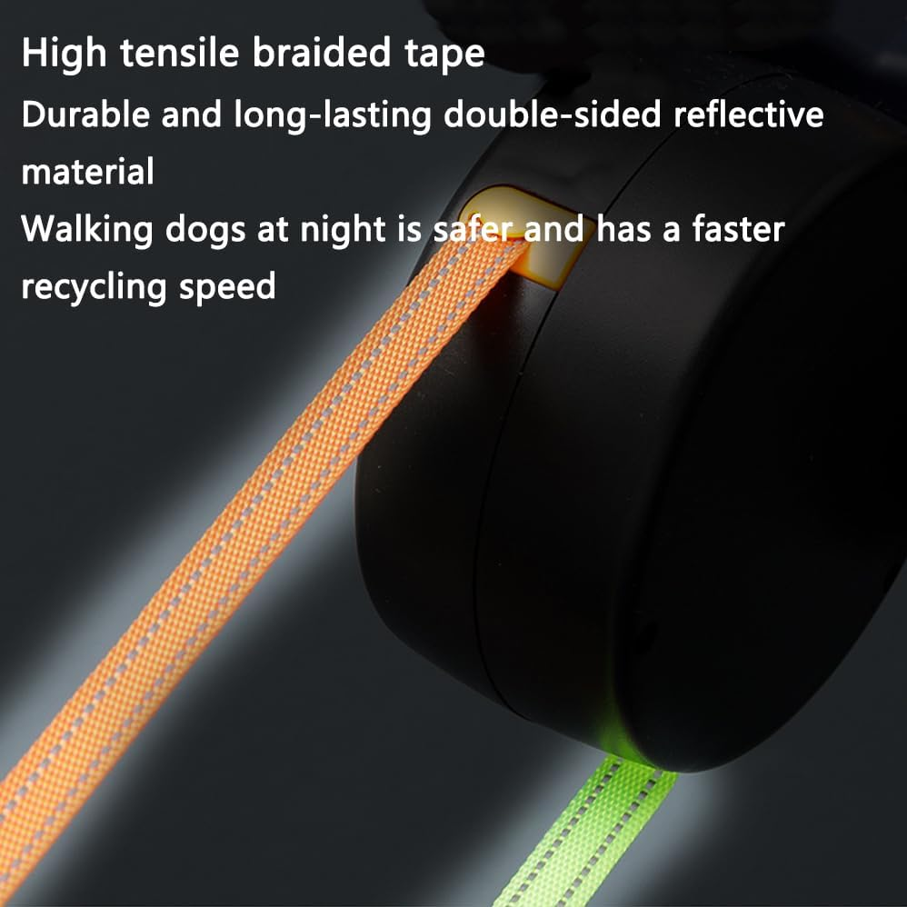 Double Retractable Dog Lead for Two Dogs,Pet Harness with Multifunctional Storage Box,Reflective Strong Nylon Tape,With Comfortable Ergonomic Handle for Small and Medium-Sized Pets,One-Handed Brake image number 6