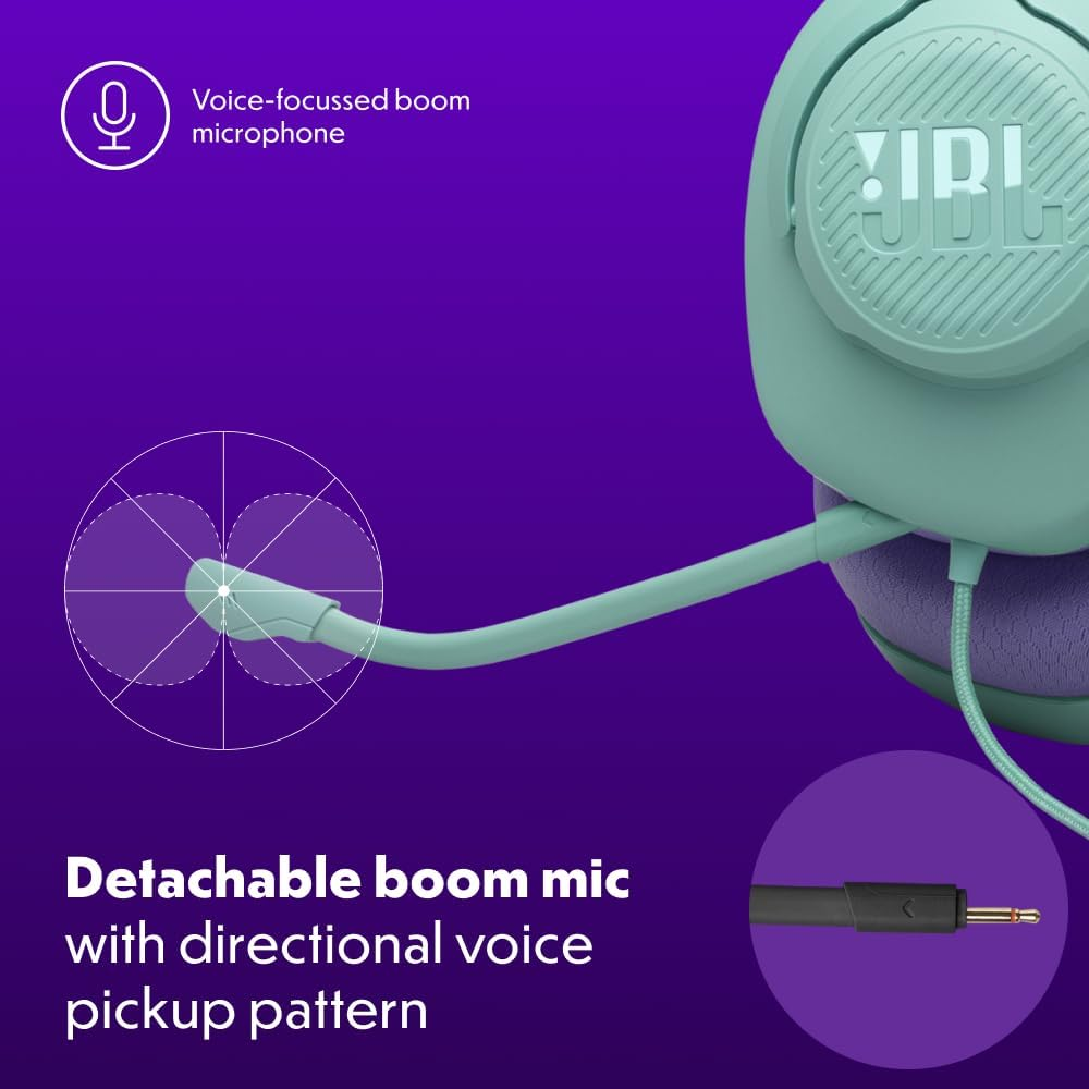 JBL Quantum 100M2 Wired Over-Ear Gaming Headset, Cyan image number 2