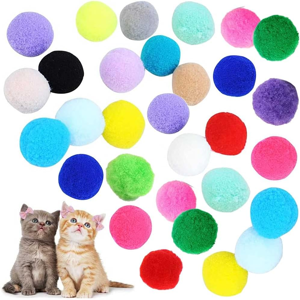 VOVIGGOL 12 Pack 2 Color Rainbow Cat Toy Balls Soft EVA Foam Interactive Indoor Kittens Favorite Toys 1.38" Dia. Small Dogs Puppies Toy Balls Bulk Activity Chase Quiet Play Sponge Ball