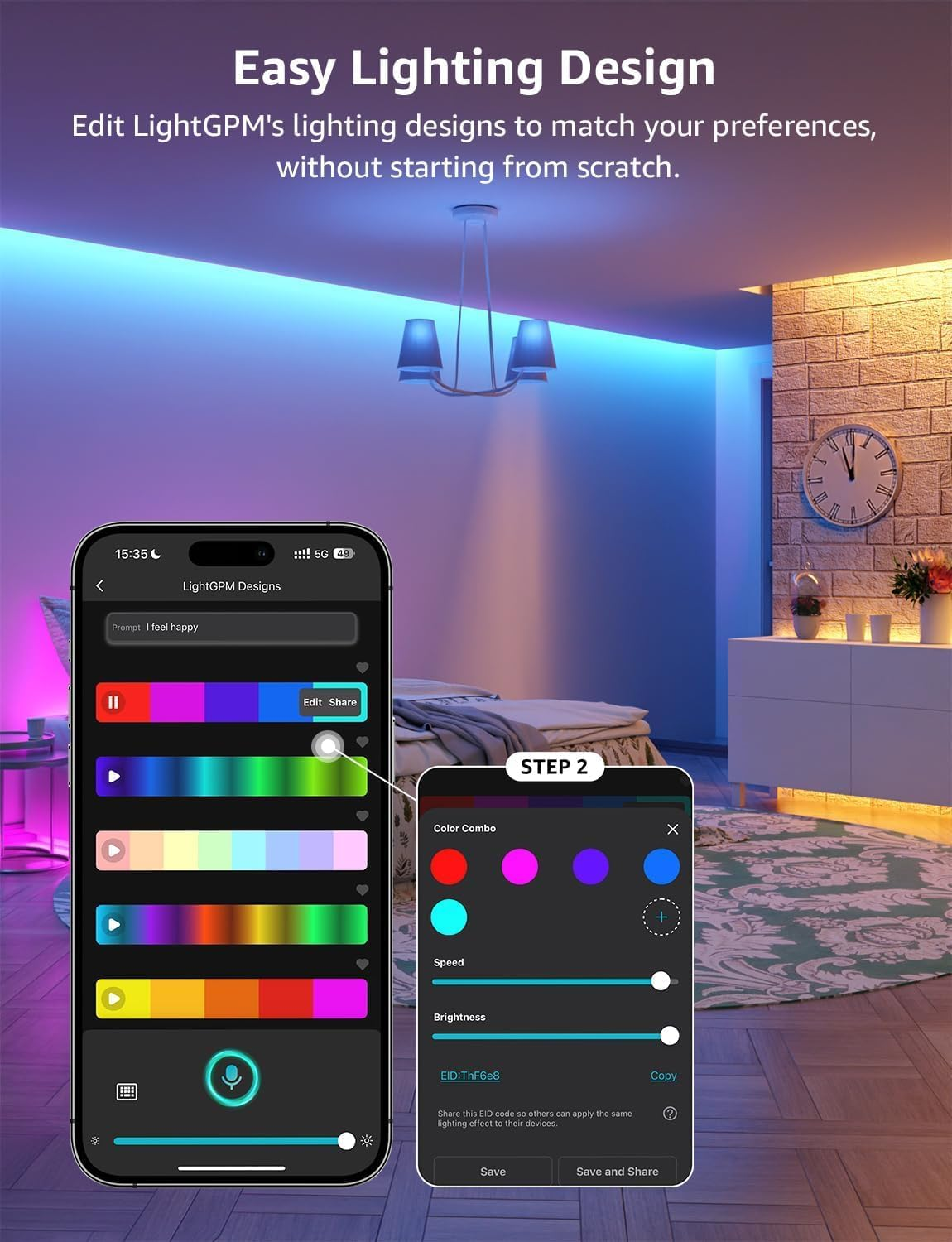 Lepro SE1 AI Smart RGB LED Strip Lights 10M, Voice & App Control, Works with Alexa & Google Home, Music Sync, AI Lighting Design Assistant, Colour Changing LED Light for Bedroom, 2.4G Wifi, No Remote image number 3