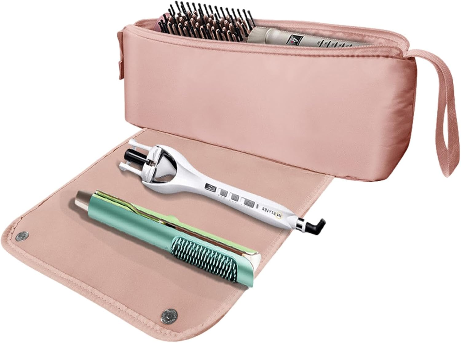 Curling Iron Organizer,Zippered Divided Waterproof Curling Iron Holder - Large-Capacity Curling Iron Bag for Makeup, Multifunctional Dustproof Hair Tool Bag image number 4