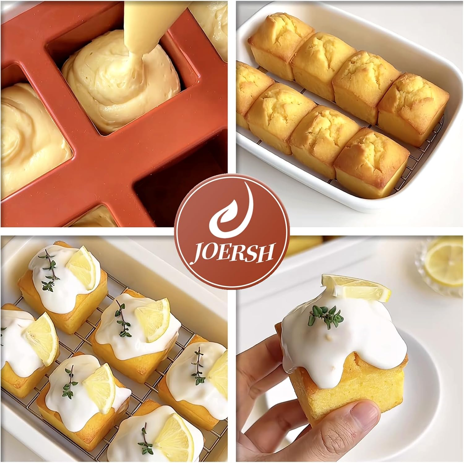 JOERSH Cube Cake Silicone Mold | 2" X 2" X 2" 3D Square Mousse Cake Baking Mold, French Dessert Molds for Chocolate Brownie Bites, Pastry, Jello, Ice Cream Cube, 8-Cavity image number 2