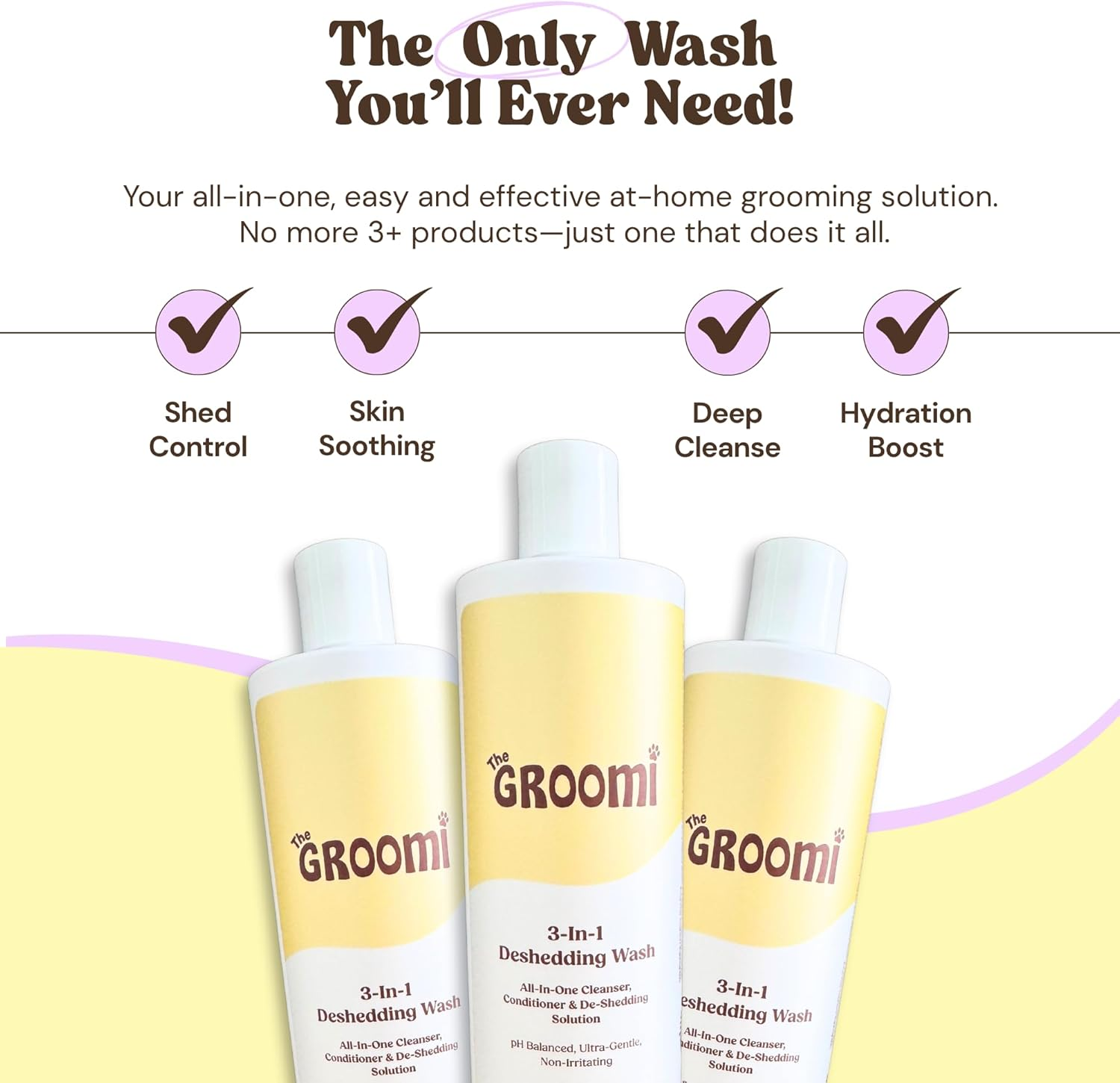 Groomi 3-In-1 Deshedding Wash - Organic Dog Shampoo & Conditioner Pet Supplies for Sensitive Skin | Cleans, Conditions & De-Sheds, Ph-Balanced, Vet-Approved, Chemical-Free, Ideal for All Breeds image number 5