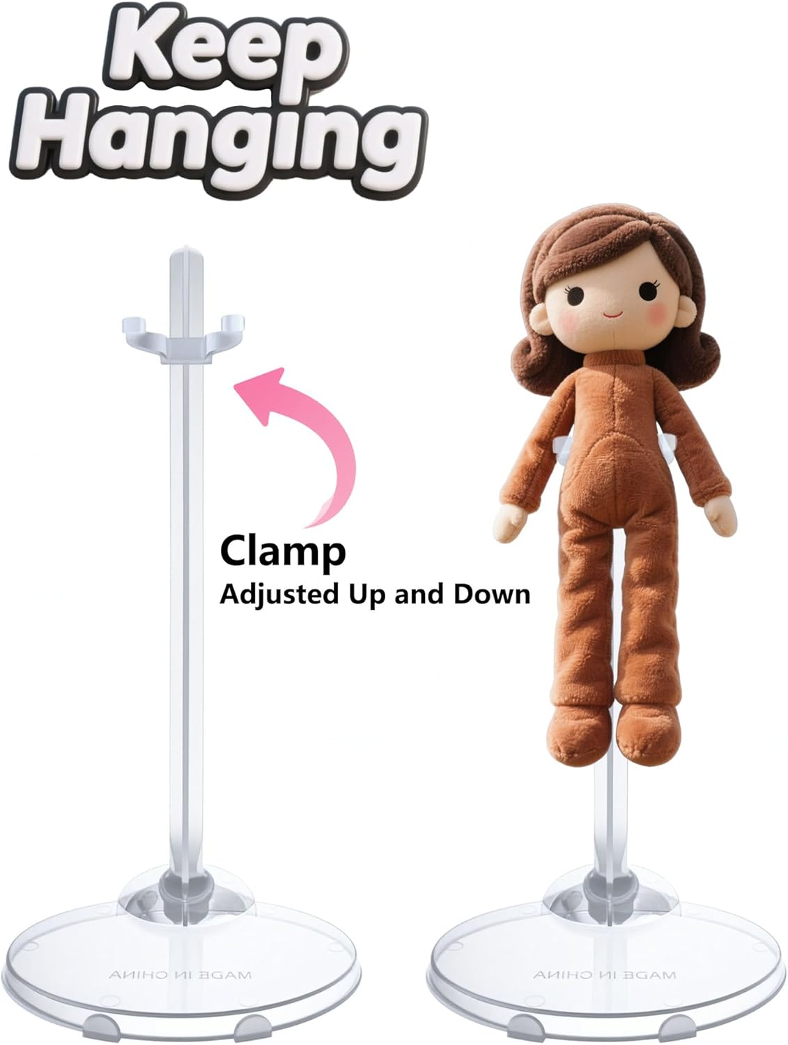 12 Pcs Adjustable Doll Stands - Transparent & Lightweight Display Rack image number 3