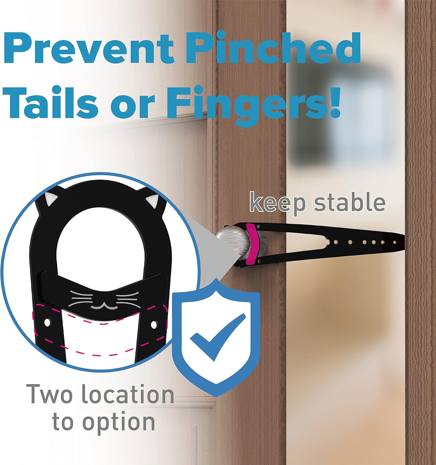 Neobay Cat Door Latch with Stabilizer, 7 Sizes Adjustable Door Prop for Cats to Keep Dog Out of Litter Box, Economical Alternative of Pet Gates and Interior Pet Door, Blcak, 2 Packs