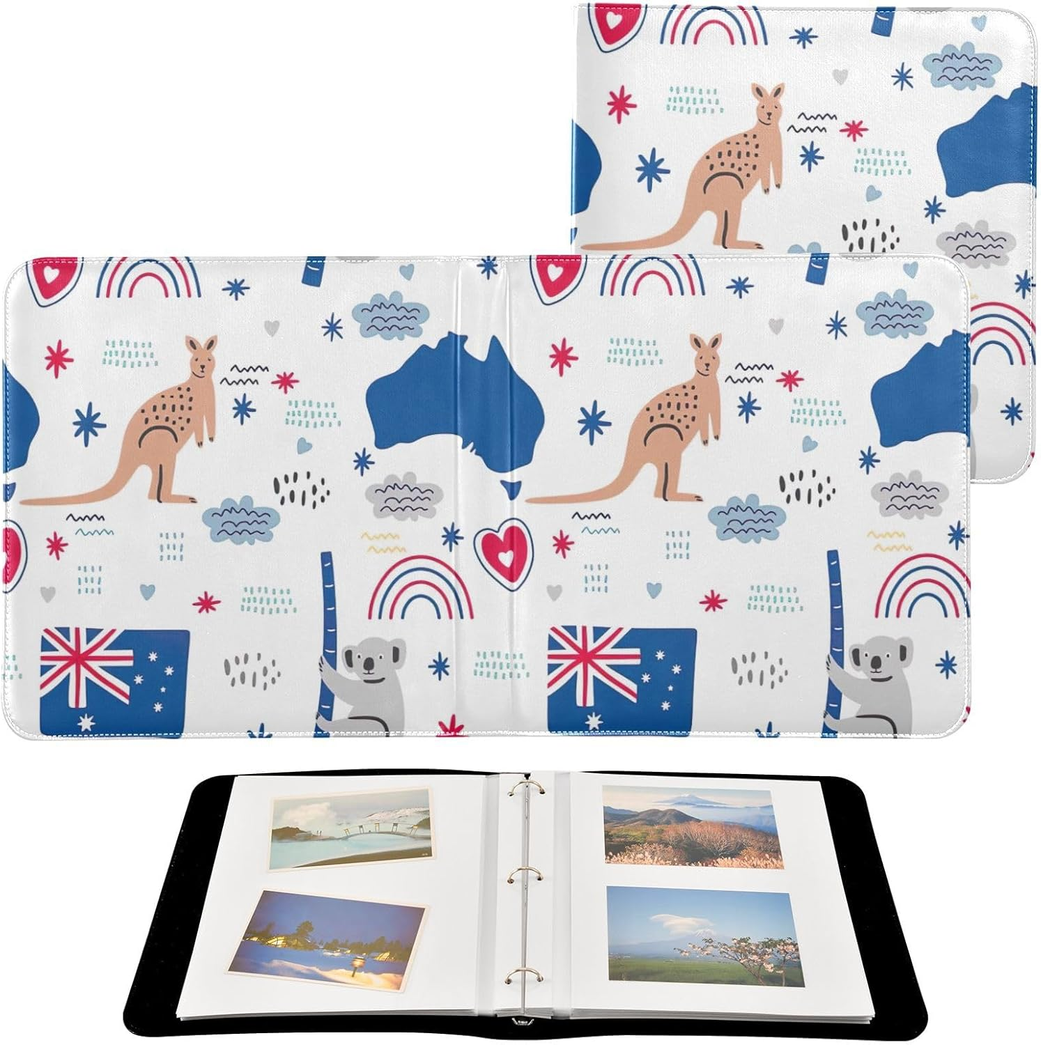 GAIGEO Australia Kangaroo Album Photo, DIY Photo Book Album, Leather, One Size, 20 Pages - America Flags Stars image number 6