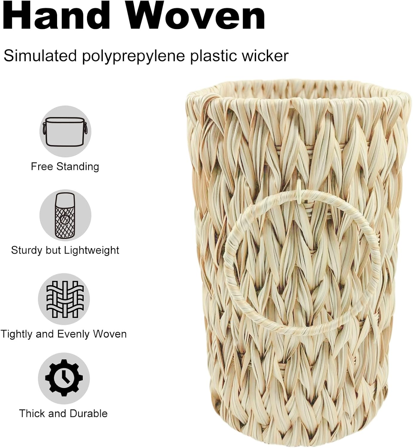 Coeusy Toilet Paper Basket,Boho Decorative Toilet Paper Storage,Large Wicker Basket for Bathroom Storage,Free Standing - Grey image number 3