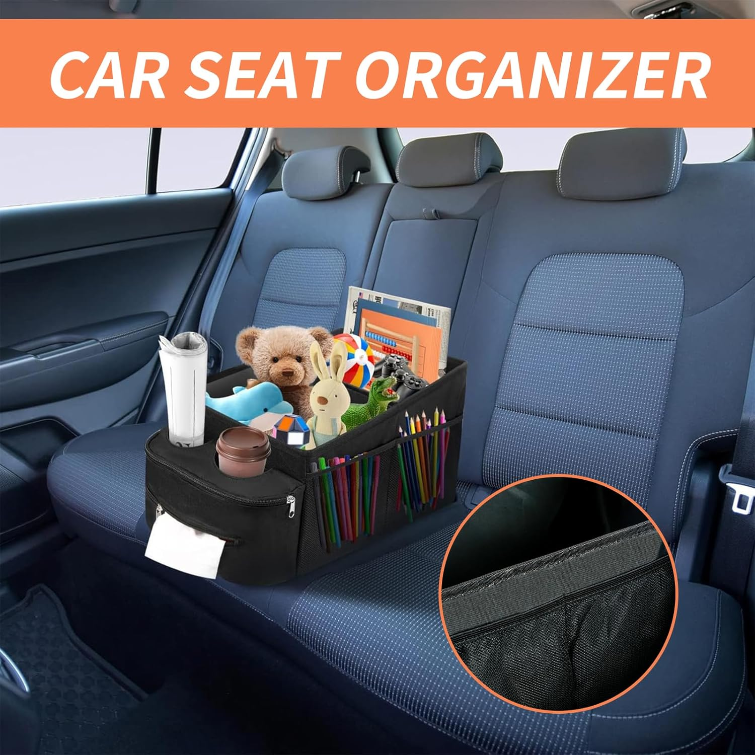 Car Seat Storage Organizer,Car Organizer Backseat,Passenger Seat Storage Box,Foldable Car Seat Organizer,Nonslip Backseat Car Organizer,Waterproof Passenger Seat Organizer for Cars Vans image number 3