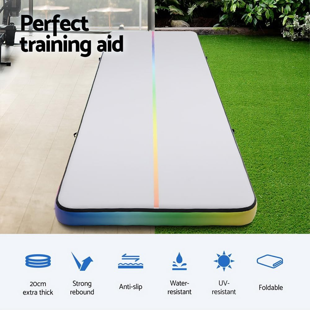Everfit Air Track, 6M Inflatable Yoga Gymnastics Mat Tumbling Mats Thick Training Exercise Airtrack Flooring Home Gym Equipment Outdoor Fitness, Anti-Slip Wear-Resistant Colourful image number 2